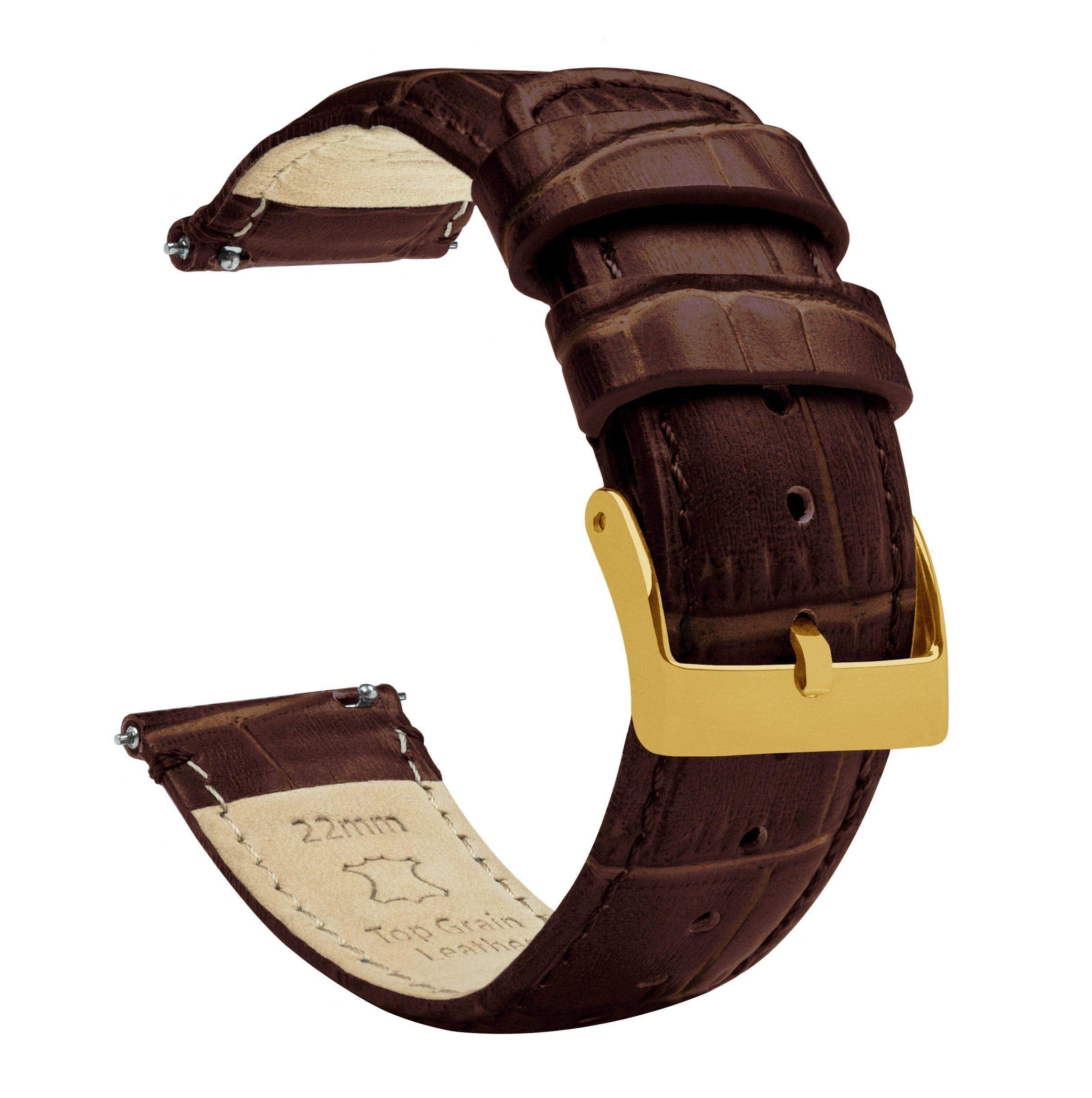 Barton Alligator Grain - Quick Release Leather Watch Bands - Choose Colour & Width - 16mm 18mm 20mm 22mm or 24mm