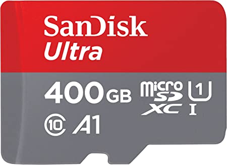 SanDisk Ultra 400 GB microSDXC Memory Card + SD Adapter with A1 App Performance Up to 100 MB/s, Class 10, U1, Red