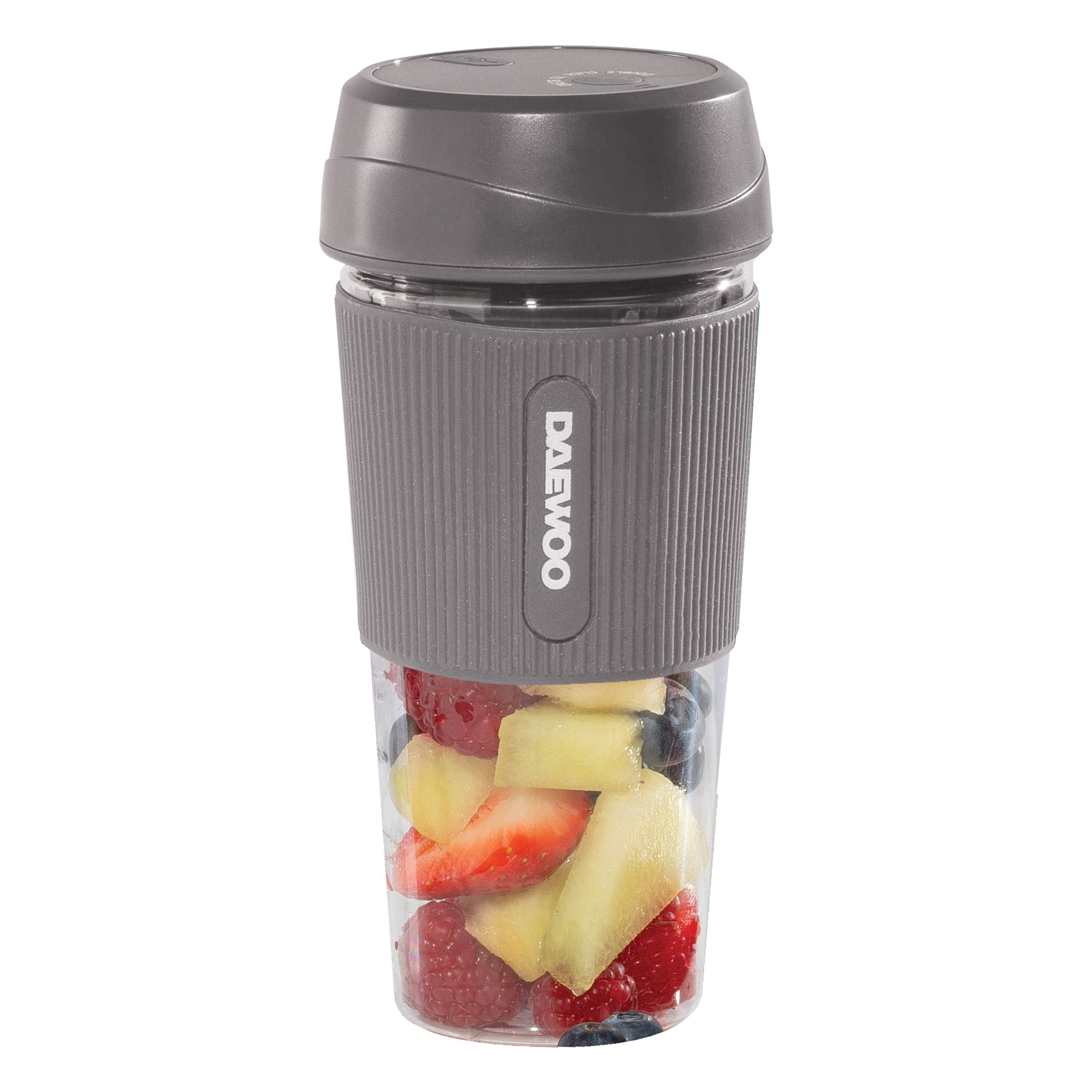 Daewoo Portable Rechargeable Protein Blender, with 300ml Capacity and Drinking Lid Included,1200mh Built-in Battery Lasts Up to 6-10 Cycles, Perfect for Smoothies, Protein shakes and Juices On The go.