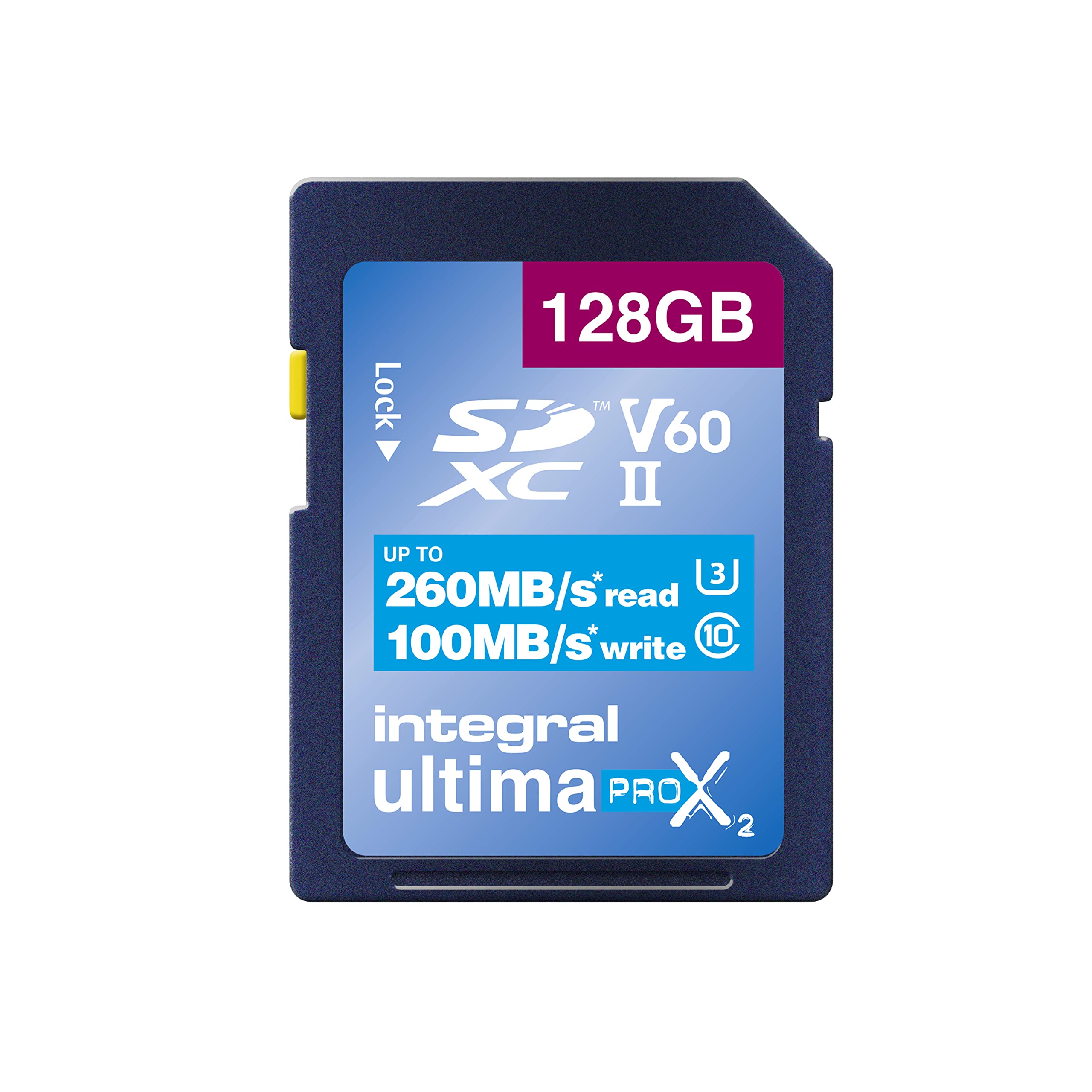 Integral 128GB UHS-II SD Card V60 Up to 260MBs Read and 100MBs Write Speed 1733X SDXC Professional High Speed Memory Card