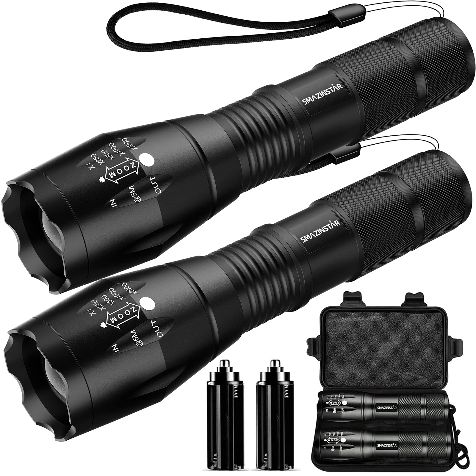 Torches LED Super Bright, Hand Torch LED Torch 1200 Lumen, Powerful Torch Battery Powered Water Resistant 5 Modes Tactical Torch for Camping Outdoors