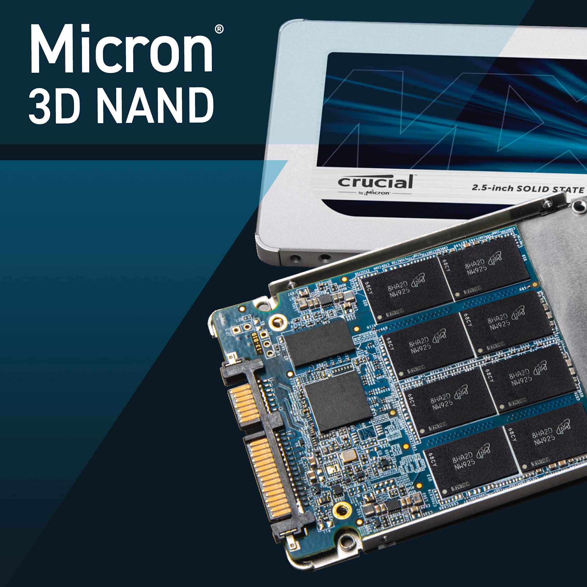Crucial MX500 500 GB CT500MX500SSD1-Up to 560 MB/s (3D NAND, SATA, 2.5 Inch, Internal SSD), Black