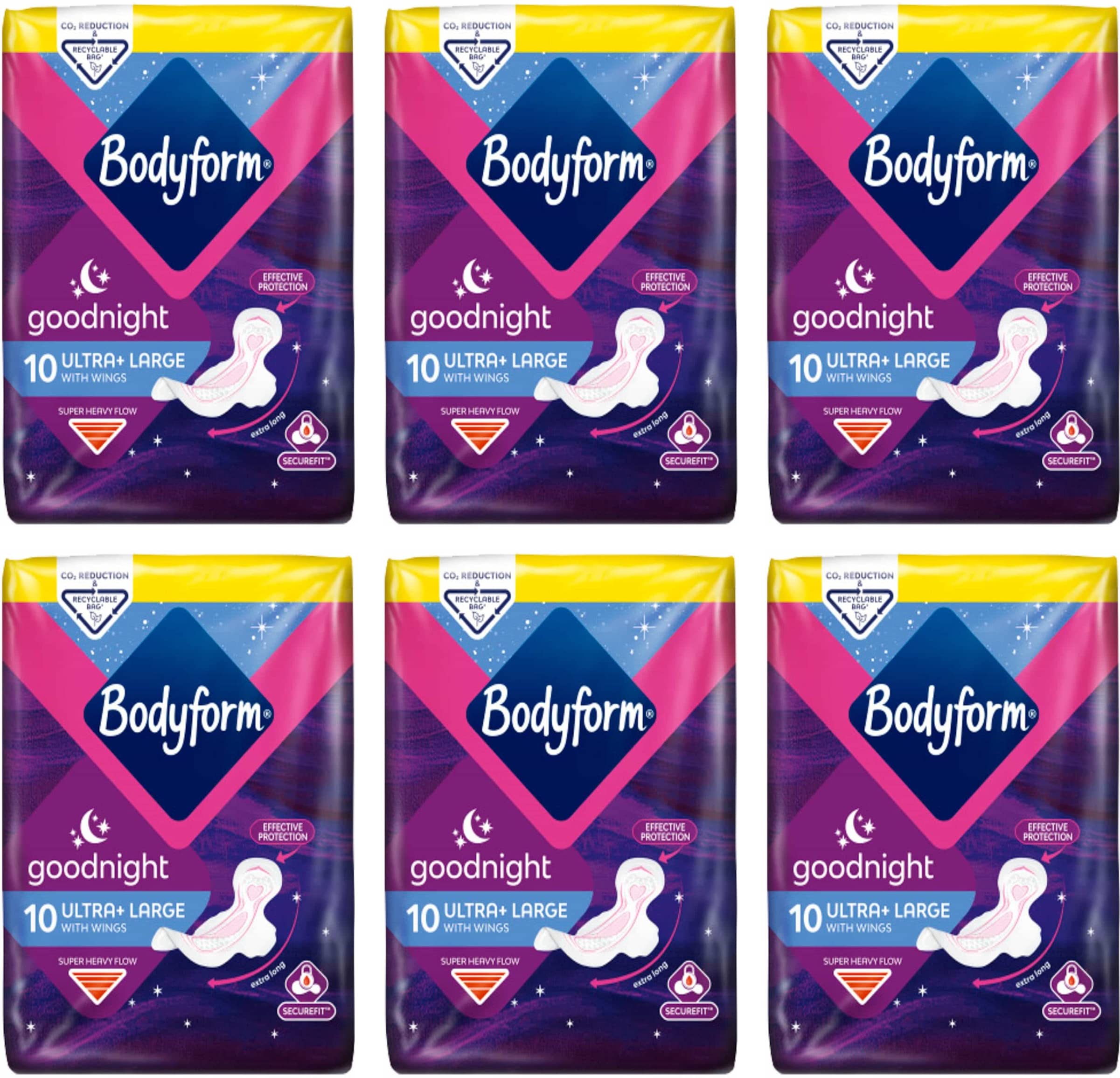 Bodyform Goodnight Ultra Towels 10 Per Pack Case of 6