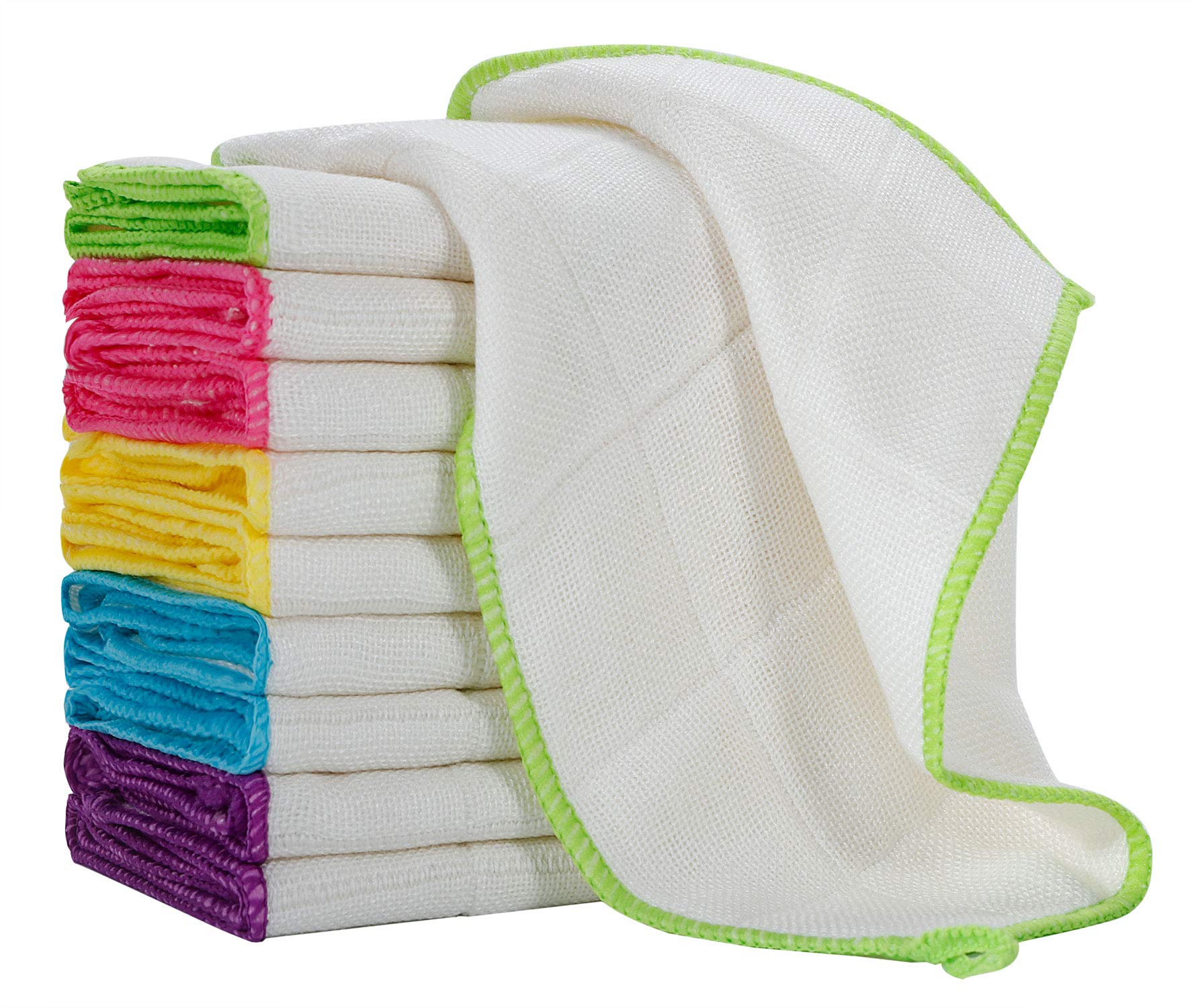 EliteBond Bamboo Dish Cloths Towels Kitchen Cloths for Cleaning Dishcloths for Kitchen Washable Absorbent Machine Washable 12" x 12" 10PCS