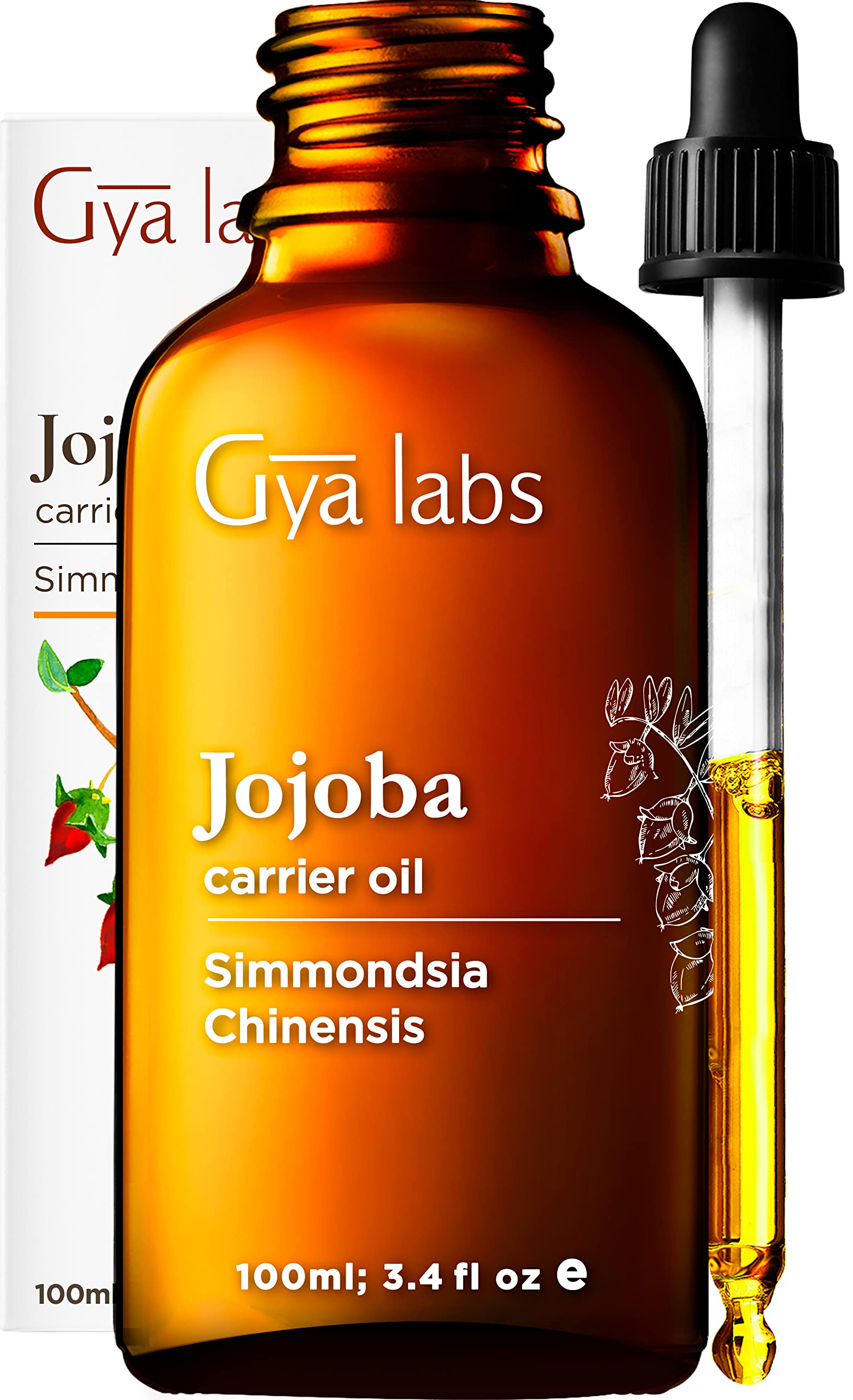 Gya Labs Jojoba Oil for Frizzy Hair & Sensitive Dry Skin (100ml) - 100% Pure Natural Cold Pressed Unrefined Moisturizer