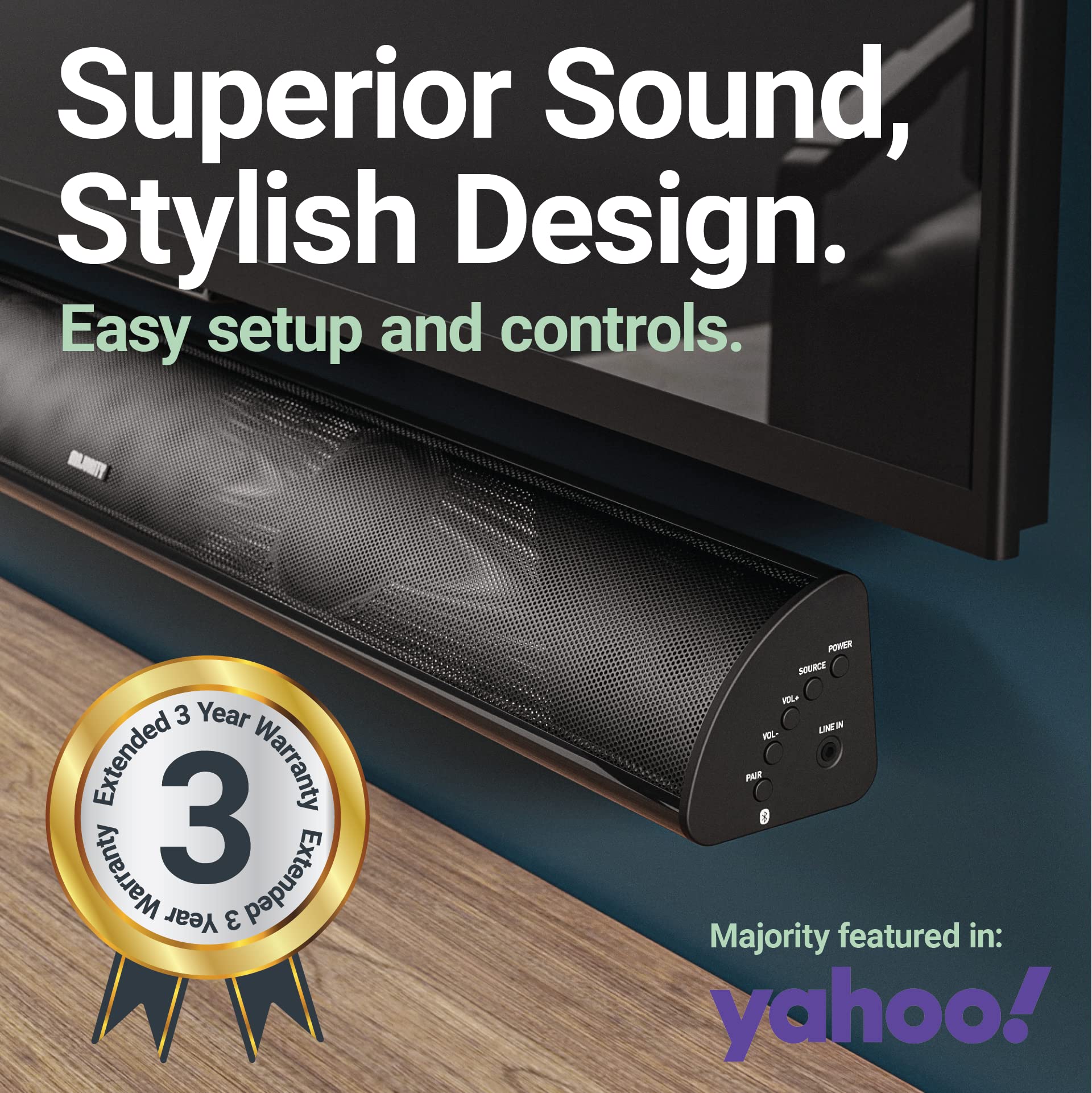 MAJORITY Snowdon II Sound bar for TV | 120 WATTS with 2.1 Channel Sound | Soundbar with Subwoofer Built-in and Remote Control | Multi-Connection