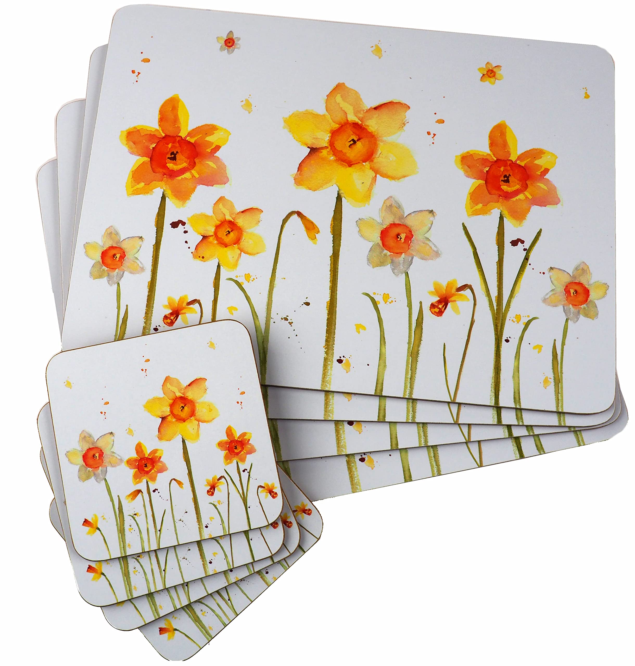 LP Set Of 4 Daffodil Flowers Dinner Place Mats And Coasters
