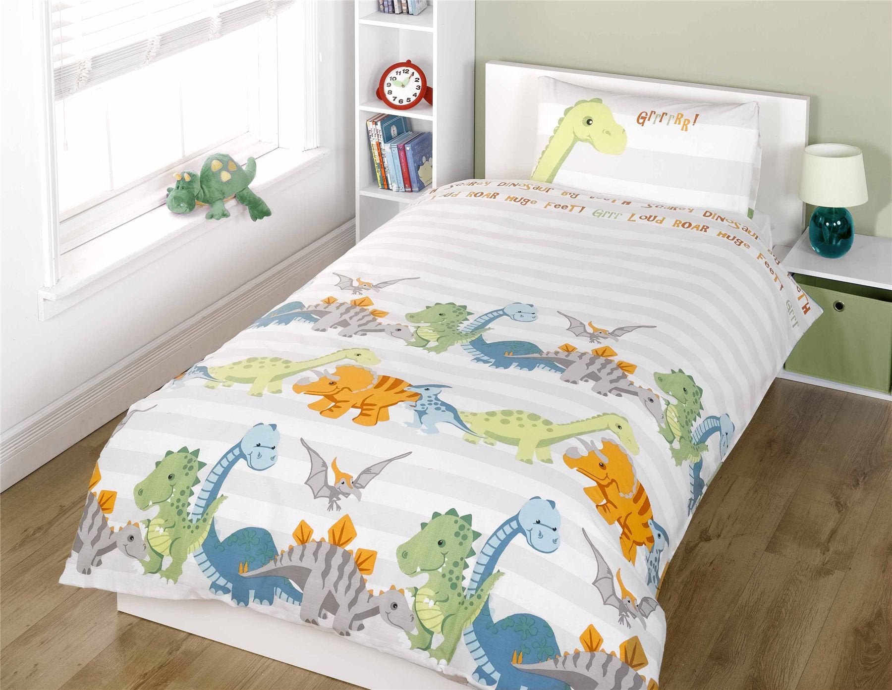 Rapport Home Dinosaur Duvet Cover Set Childrens Bedding, Natural, 120 x 150cm