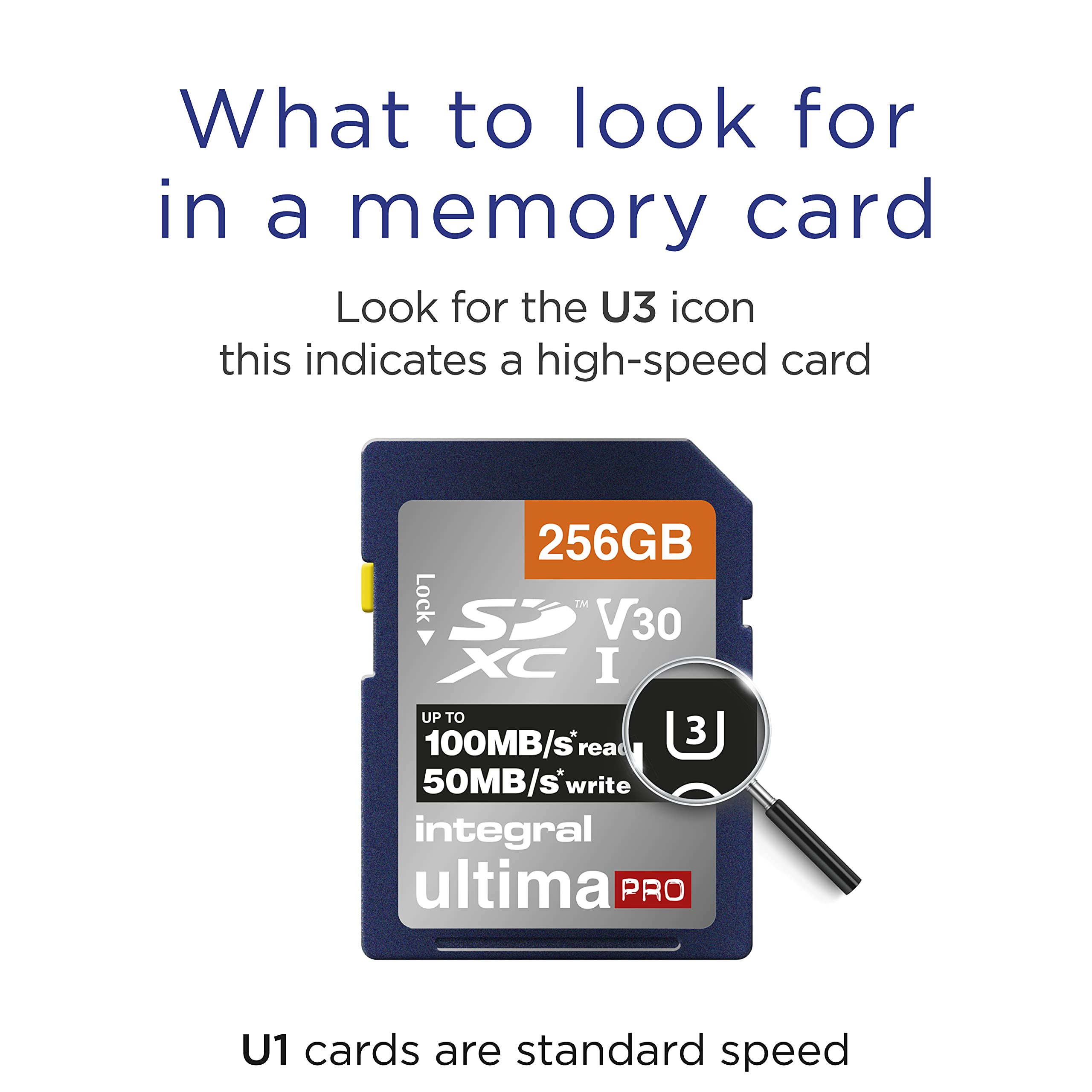 Integral 256GB SD Card 4K Ultra-HD Video Premium High Speed Memory Card SDXC Up to 100MB/s SDXC V30 UHS-I U3 Class 10 SD Memory Card