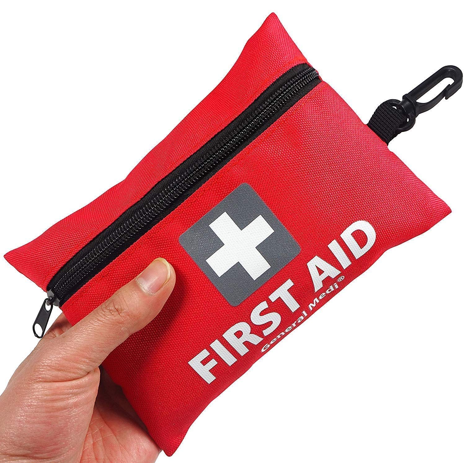 Mini First Aid Kit, 92 Pieces Small First Aid Kit - Includes Emergency Foil Blanket, Scissors for Travel, Home, Office, Vehicle, Camping, Workplace & Outdoor (Red)