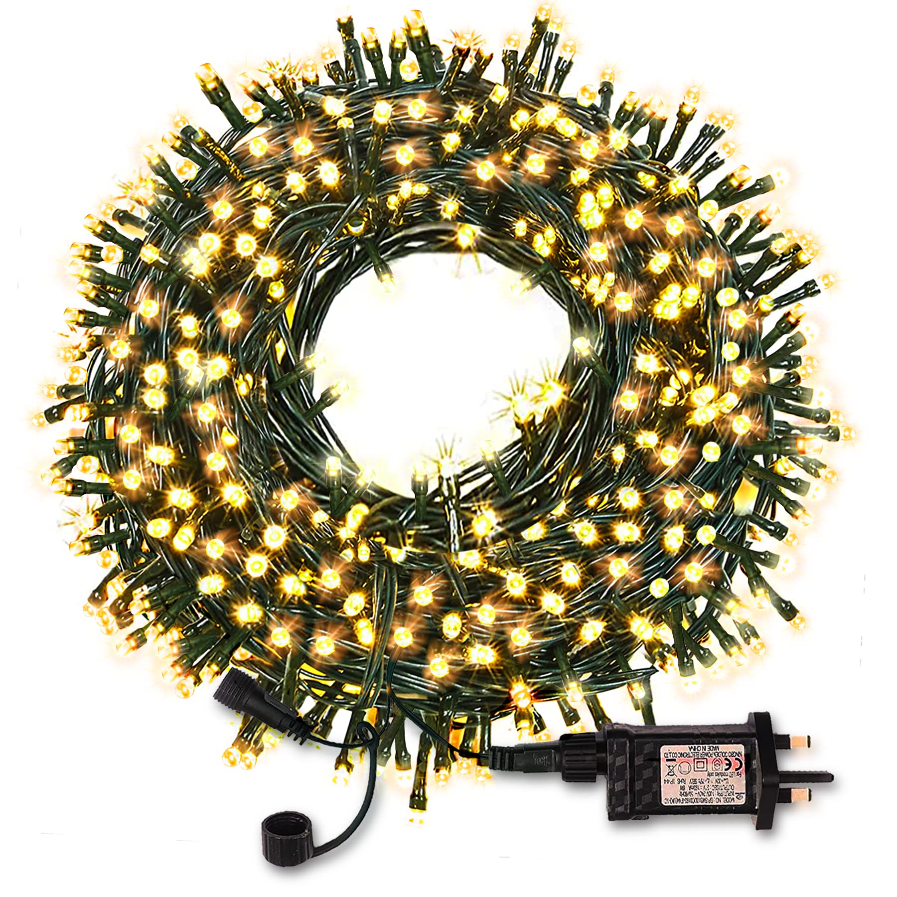 Fairy String Lights, Outdoor Garden Light Mains Powered, Christmas Tree String Light, 30m 300 LED 8 Modes Waterproof Decorative Xmas Light for Bedroom, Parasol, Gazebo, Wedding, Party (Warm White)