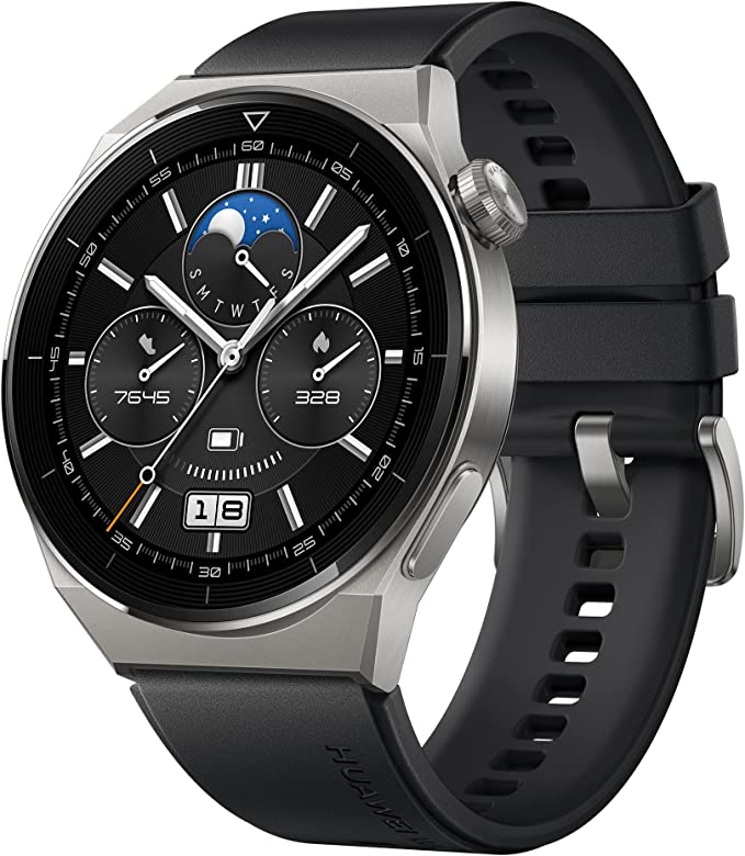 HUAWEI WATCH GT 3 Pro Smartwatch - Fitness Tracker and Health Monitor with Heart Rate & Blood Oxygen Monitoring - Long Lasting Battery Up to 2 Weeks - Sapphire Watch Dial - Bluetooth - 46" Black