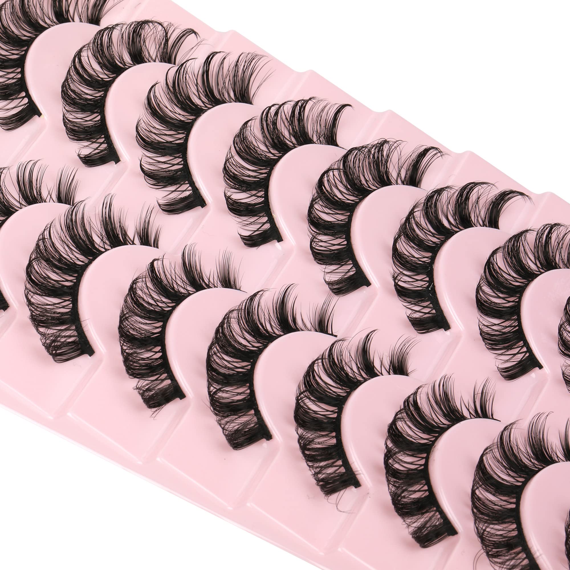 Russian Strip Lashes Natural Look Short Eye Lashes False Lashes Wispy Eyelashes D Curl Pack 10 Pairs by ALICE