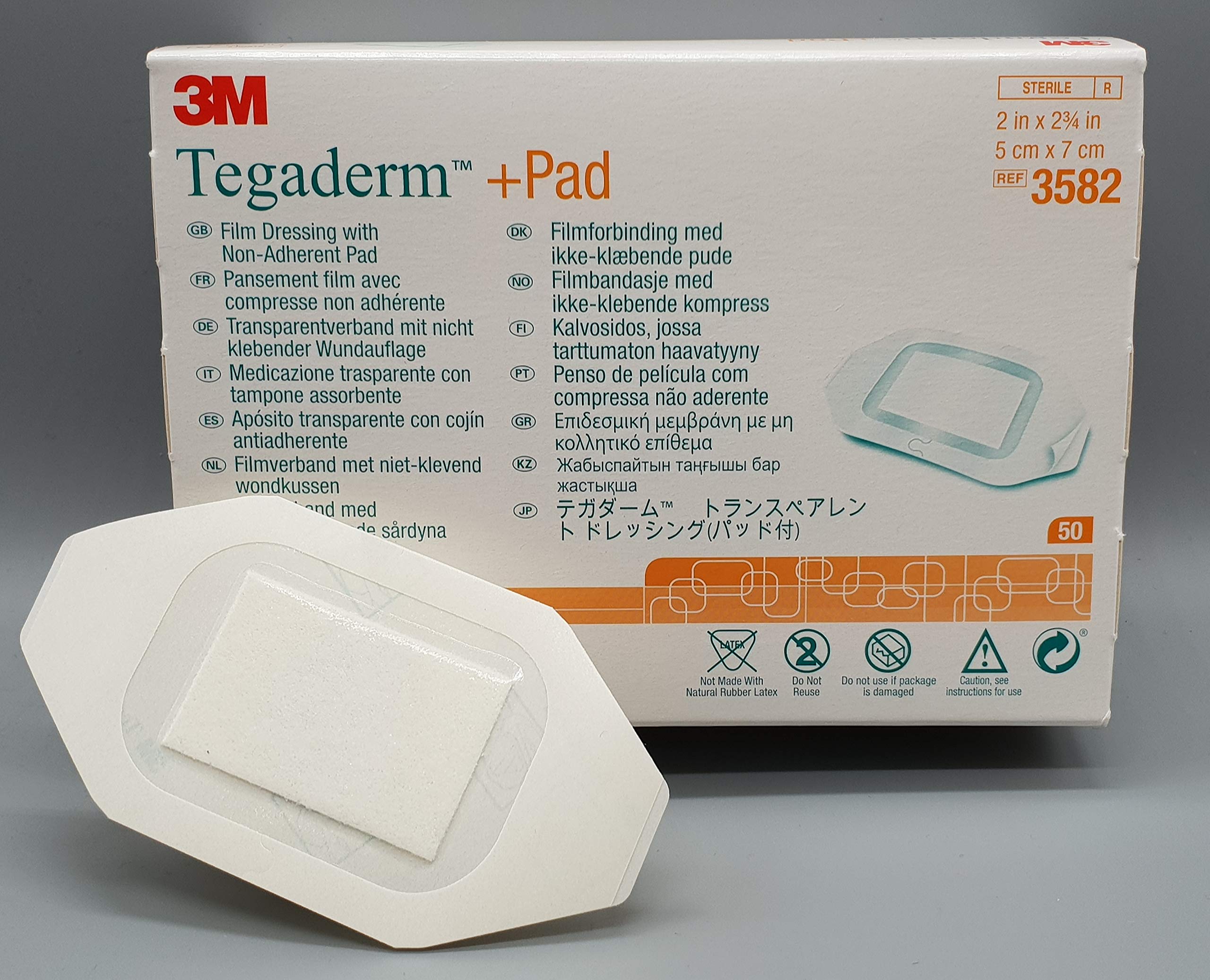 TEGADERM Plus +PAD 3M Film Dressings 5cm x 7cm x 20 3582 Transparent/Waterproof/Non-Adh Pad