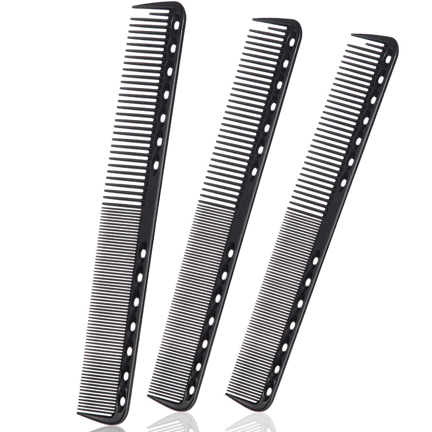 Carbon Fine Cutting Comb Carbon Fiber Salon Hairdressing Comb Hairdressing Comb Heat Resistant Barber Comb (3 Pieces, Black)