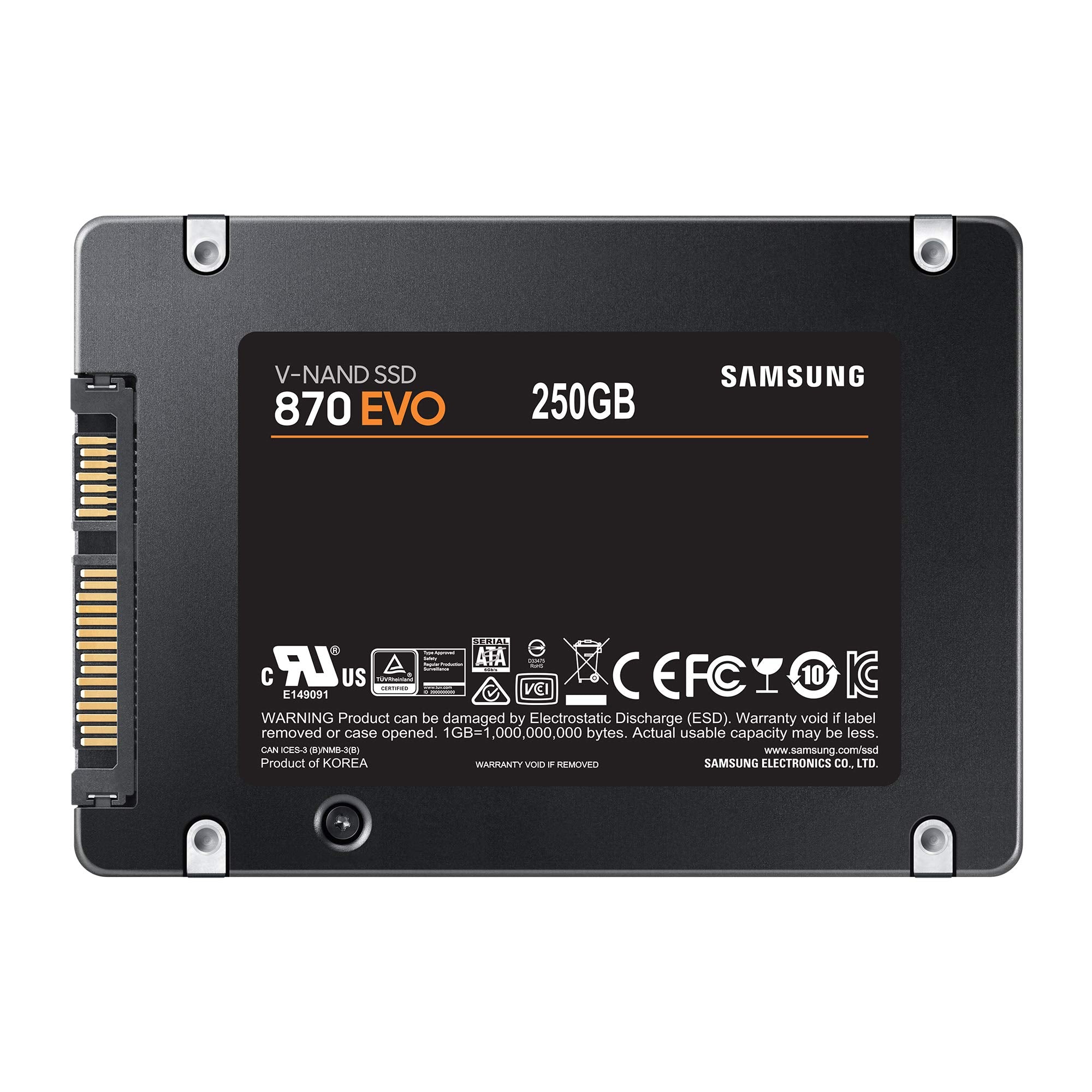 Samsung SSD 870 EVO, 250 GB, Form Factor 2.5”, Intelligent Turbo Write, Magician 6 Software, Black
