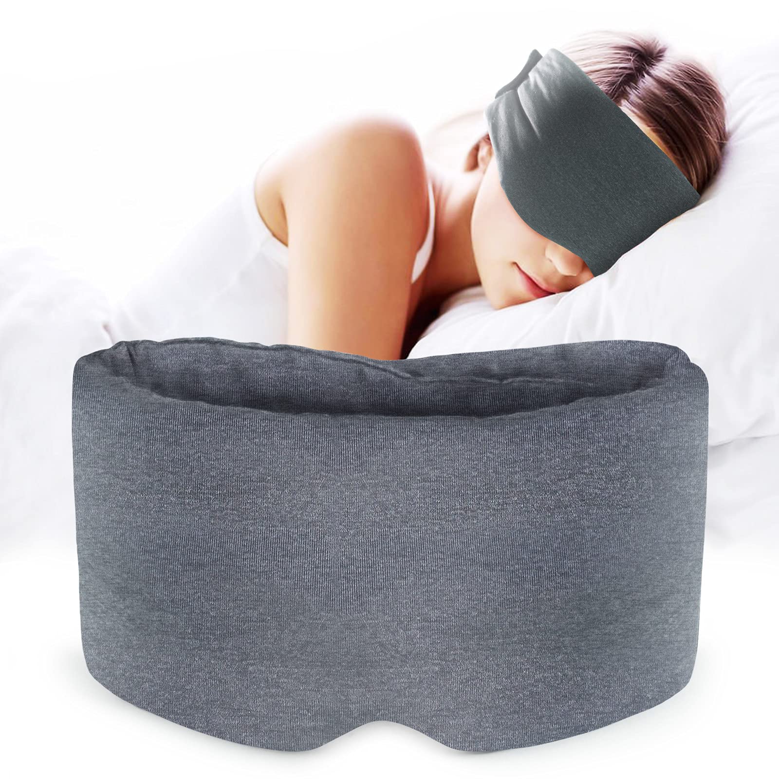 Sysrion Sleep Mask - Ultra Soft Comfortable Sleeping Mask for for Home Sleep Travel Shift Work, Nose Pad Designed Light Blocking Eye Blinder, Fully Adjustable Strap and Skin Friendly