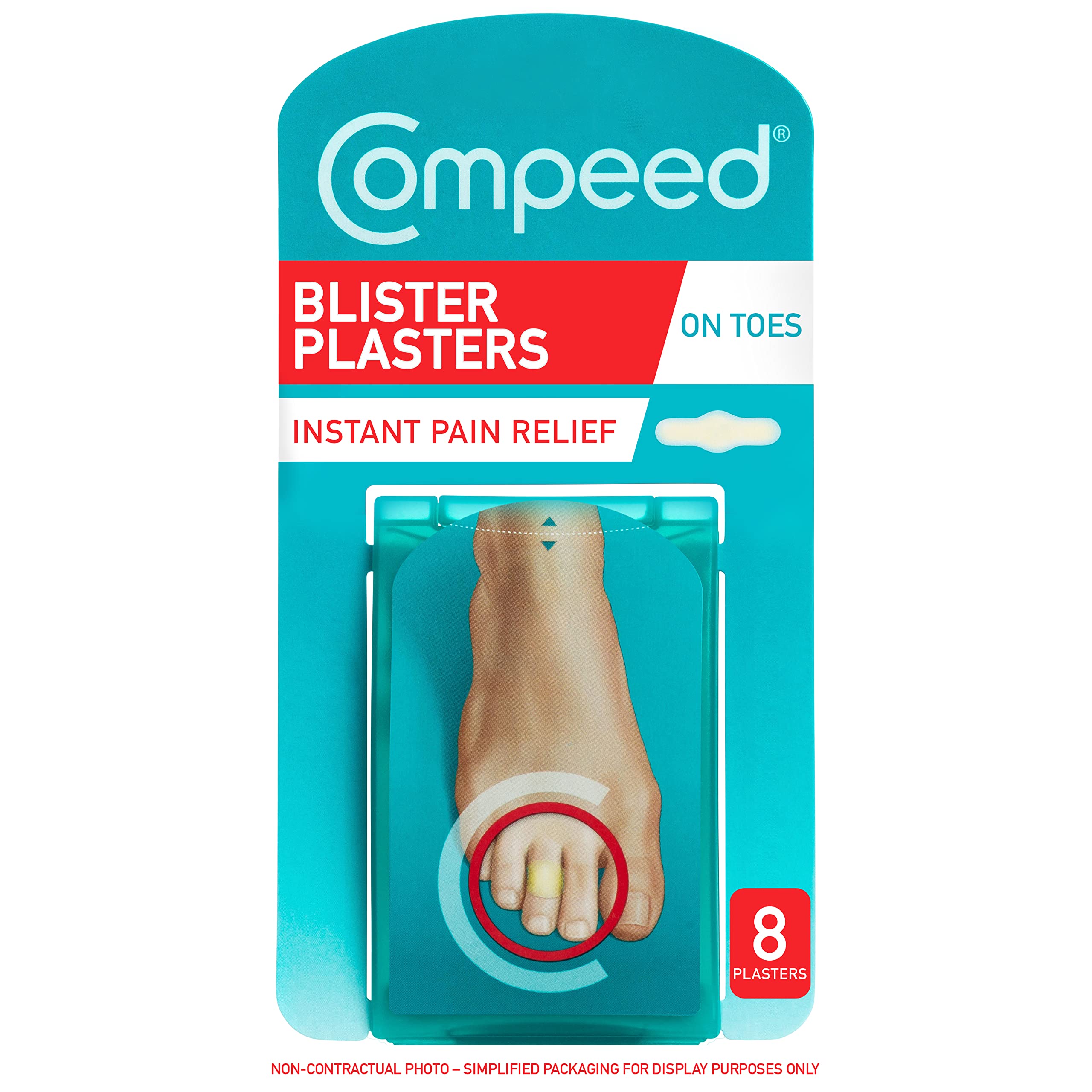 Compeed On Toes Blister Plasters, 8 Hydrocolloid Plasters, Foot Treatment, Heal fast, Dimensions: 1.7 cm x 5.1 cm