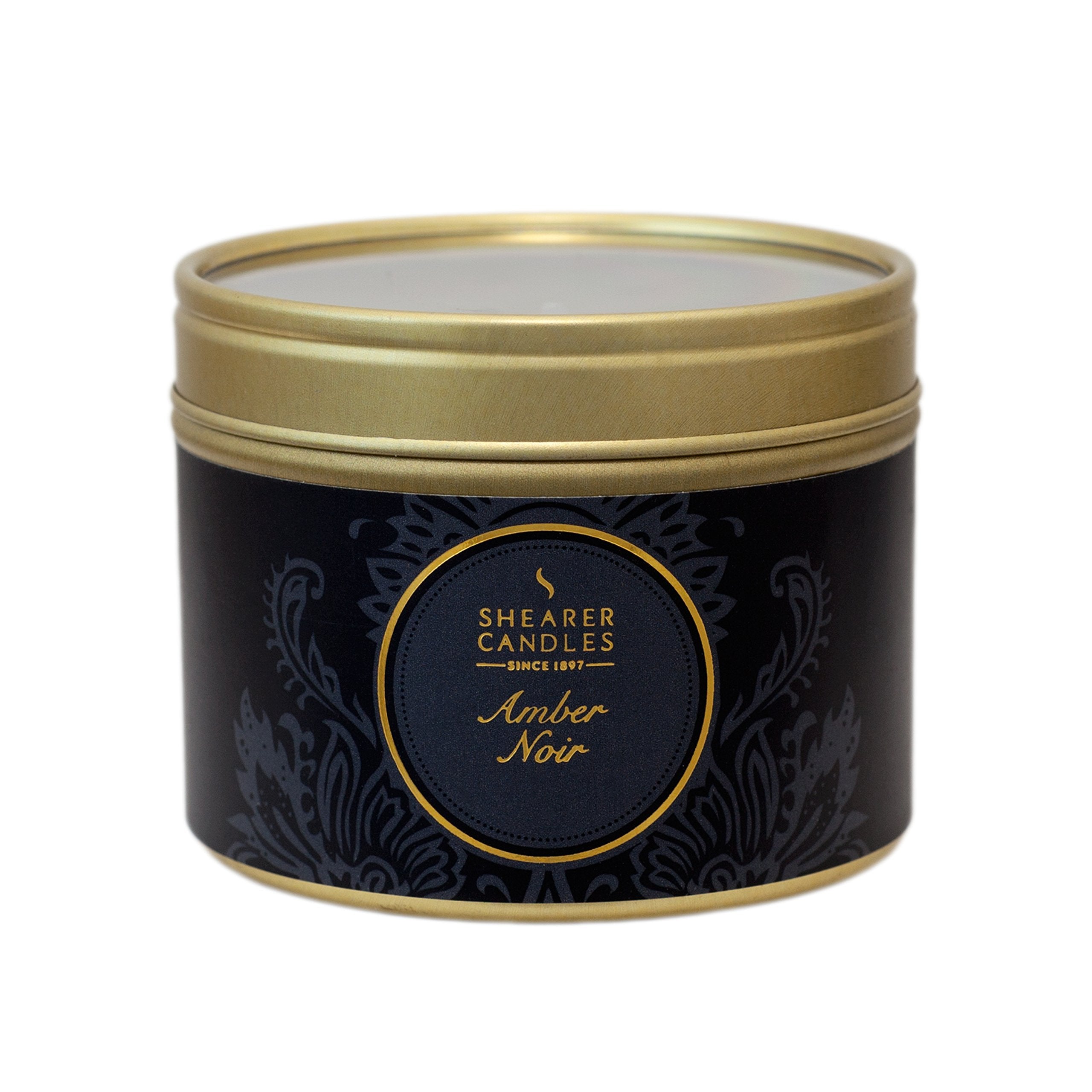Shearer Candles Amber Noir Small Scented Gold Tin Candle - Black