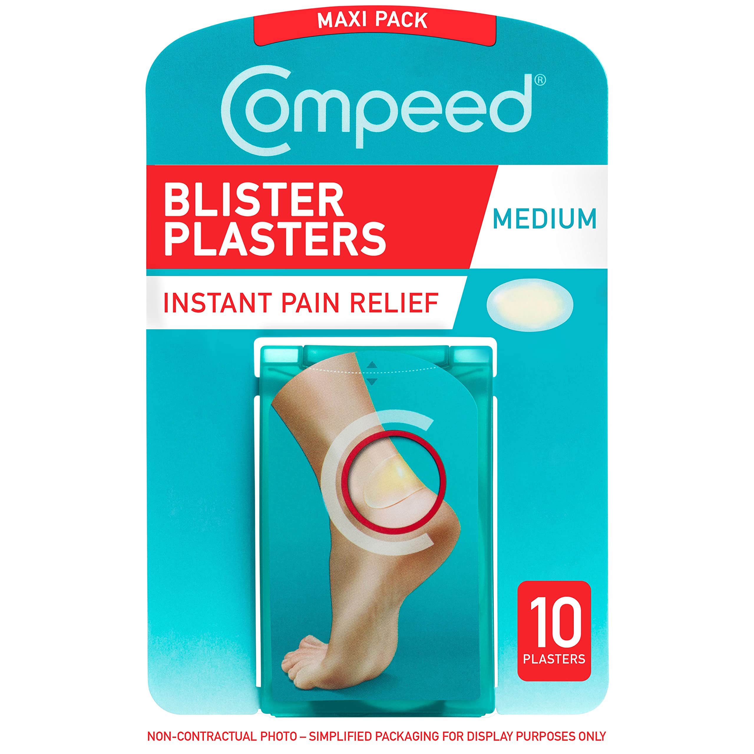 Compeed Medium Size Blister Plasters, 10 Hydrocolloid Plasters, Foot Treatment, Heal fast, Dimensions: 4.2 cm x 6.8 cm
