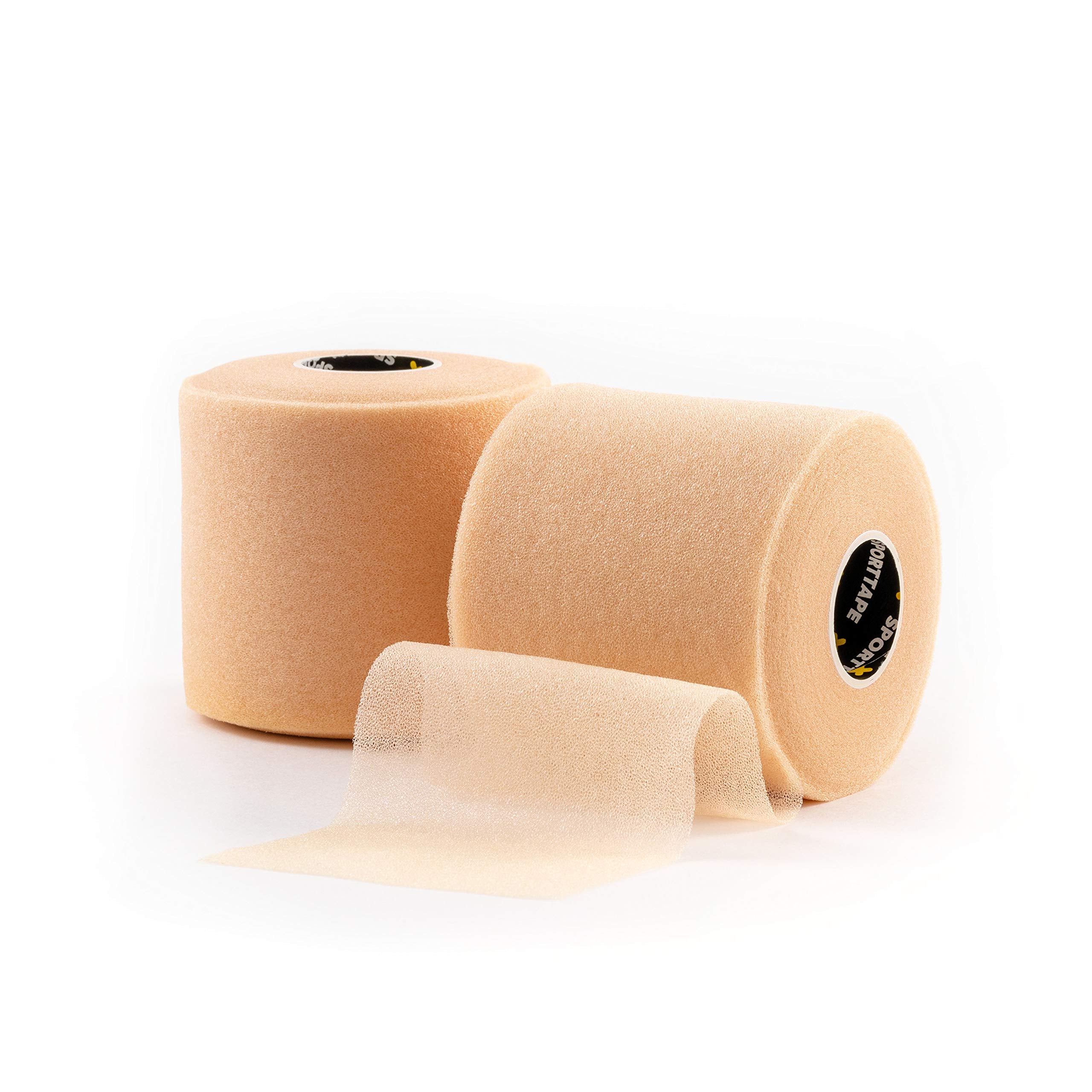 SPORTTAPE Soft Foam Underwrap - Beige - 7cm x 27m | Pre Wrap Sports Tape - Thin, Non-Adhesive, Hypoallergenic, Protective Foam Wrap | Football Hair Band & Shin Guard Tape - Single Roll