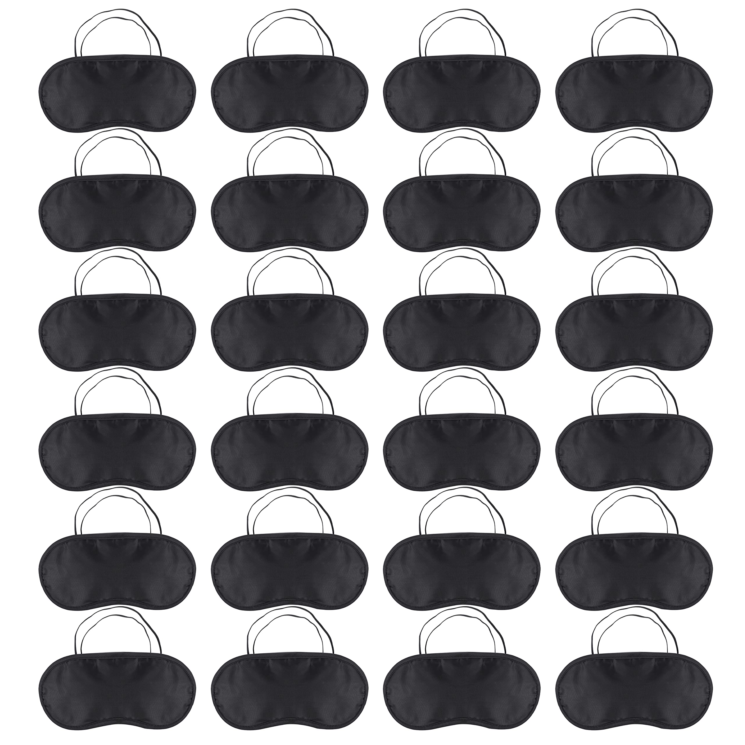 kuou 24 Pack Sleep Eye Mask Shade Cover, Soft Blindfold Travel Sleep Cover Comfortable Lightweight Eye Sleeping Mask for Travel, Sleeping, Lunch Break (Black)