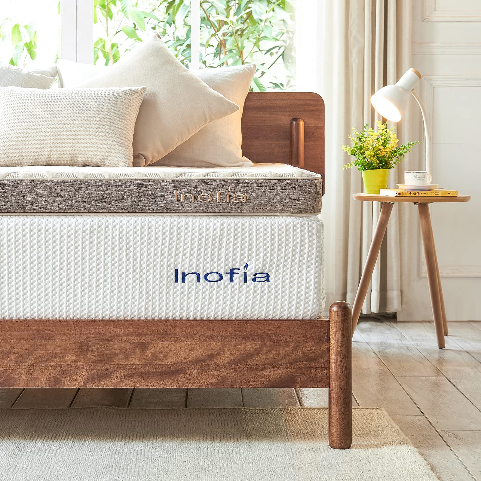 Inofia Mattress Topper Double, 3" Gel Memory Foam Mattress Topper with Washable Linen Cover, GELEX Bed Topper - Dual Layer Foam for Cooling Comfort & Pressure Relief, 100-Night Trial (135x190cm)