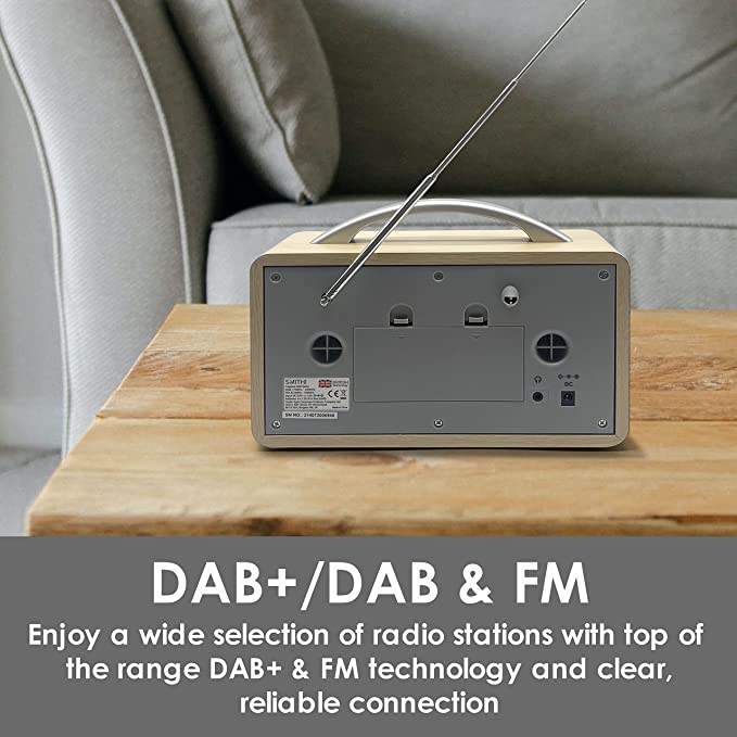 DAB+/DAB Radio Mains Powered Dual Speaker Portable Digital Radio | Battery Powered with DAB & FM | 20 Preset Stations