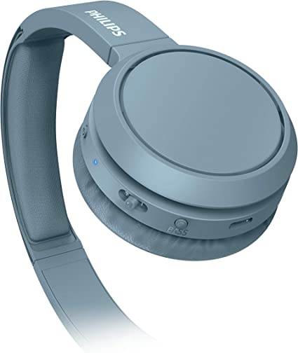 Philips On-Ear Headphones H4205BL/00 with Bass Boost Button (Bluetooth, 29 Hours' Playback Time, Quick Charging Feature, Noise Isolating, Flat Folding), Matte Blue