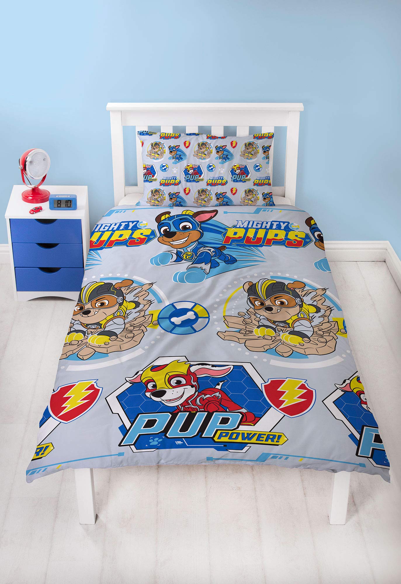 Character World Official Paw Patrol Super Pups Design Single Reversible Two Sided Official Bedding Duvet Cover with Matching Pillow Case