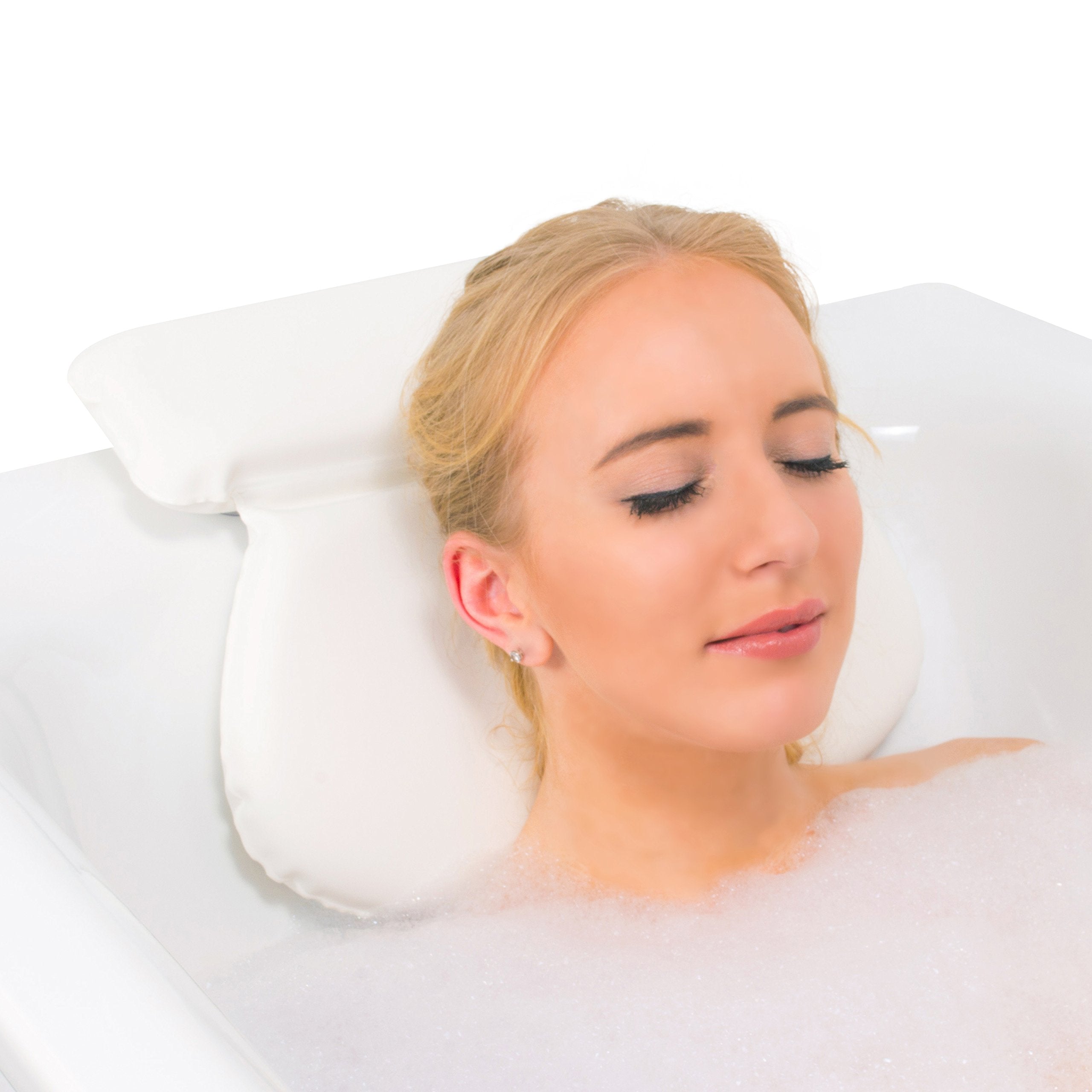 RELUX Premium Waterproof Bath Pillow Cushion with Non-Slip Suction Cups Ergonomic Home Spa Headrest