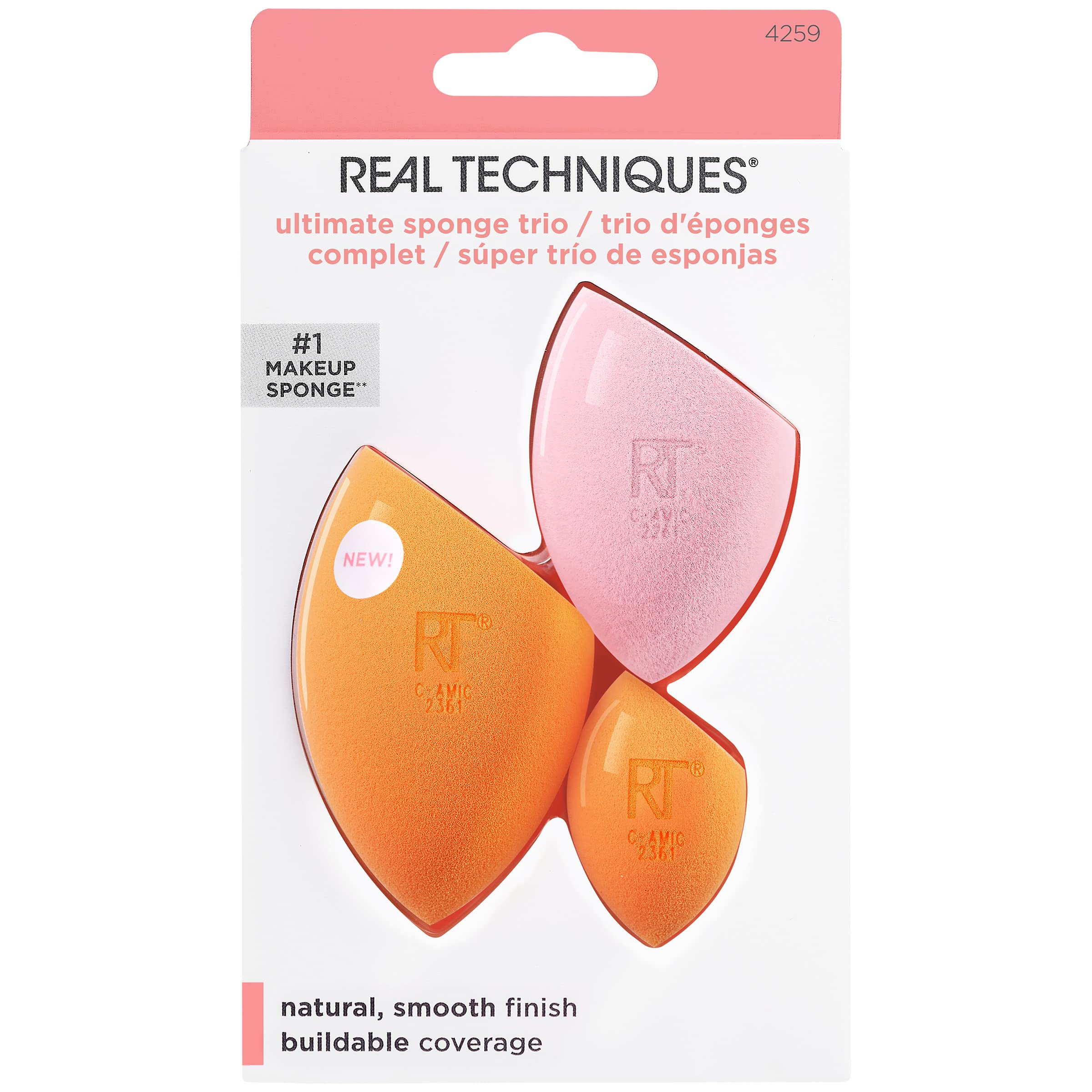 REAL TECHNIQUES Chroma Miracle Complexion & Miracle Powder Makeup Blending Sponges, For Liquid Foundation and Setting Powder, 2 Count, Multicolor