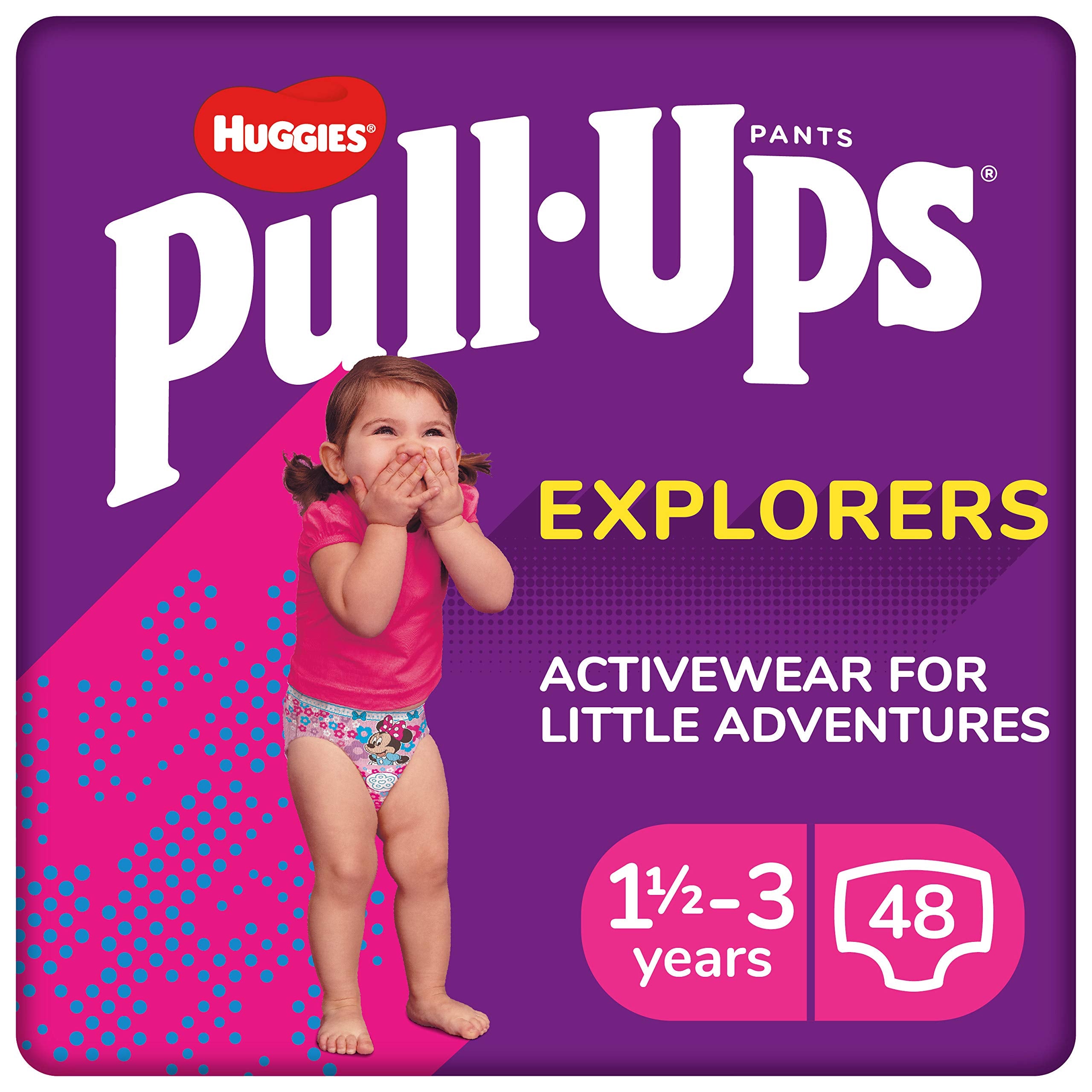 Huggies Pull-Ups, Explorers Nappy Pants for Girls - 1.5-3 Years, Size 5-6 Pull Ups (48 Pants) - Flex and Protect for Maximum Comfort - Pull Up Nappies with Potty Training Wetness Indicator