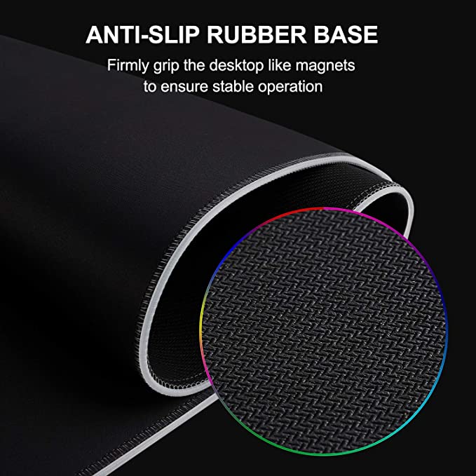 Large RGB Gaming Mouse Mat Pad- Reawul 14 Modes Oversized Glowing Led Extended Mousepad, Anti-Slip Rubber Base and Waterproof Surface, Extra Large Keyboard Mouse Mat - 800 x300 x4 mm