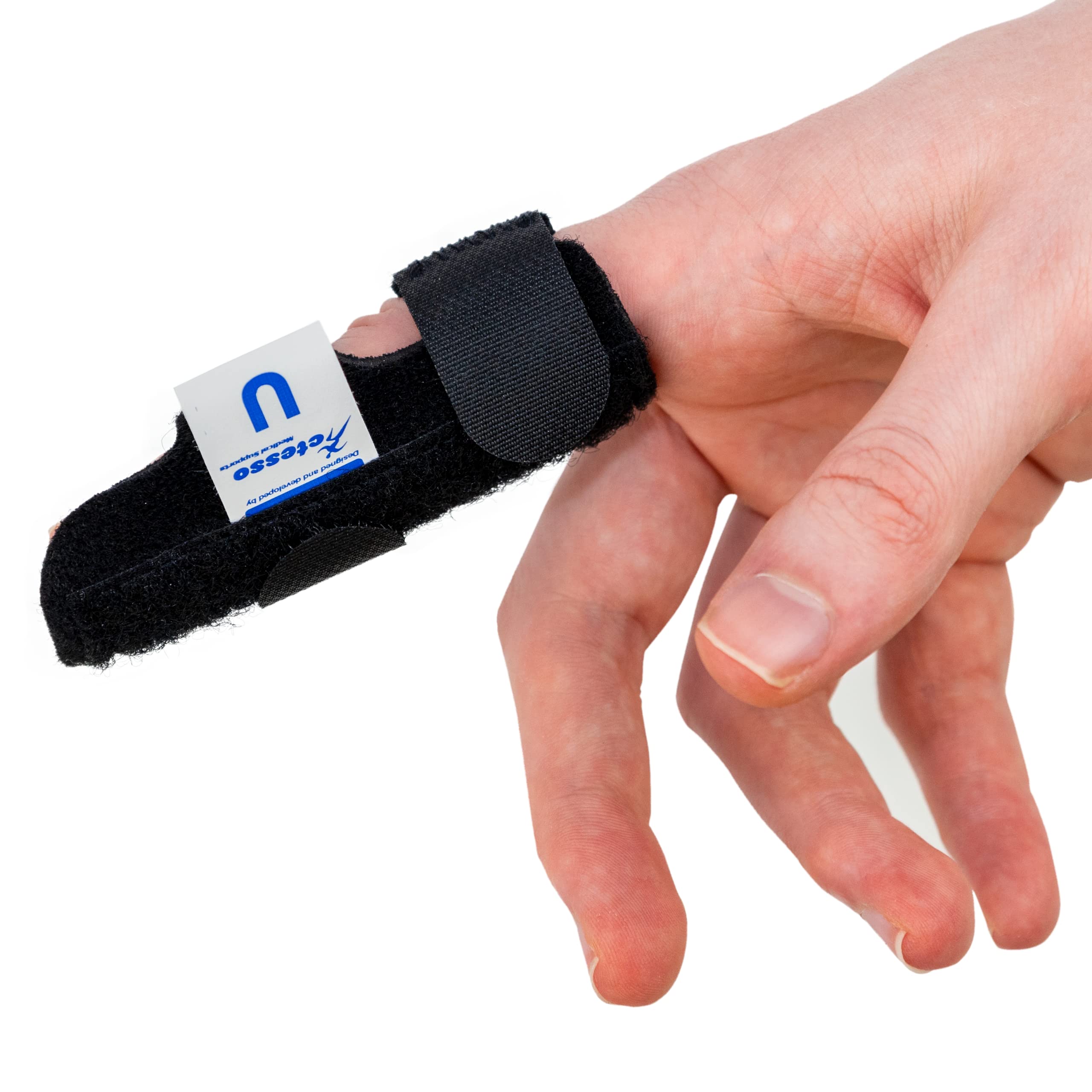 Actesso Neoprene Finger Support Splint – Mallet Brace for Trigger Finger and Ligament Pain (Black)