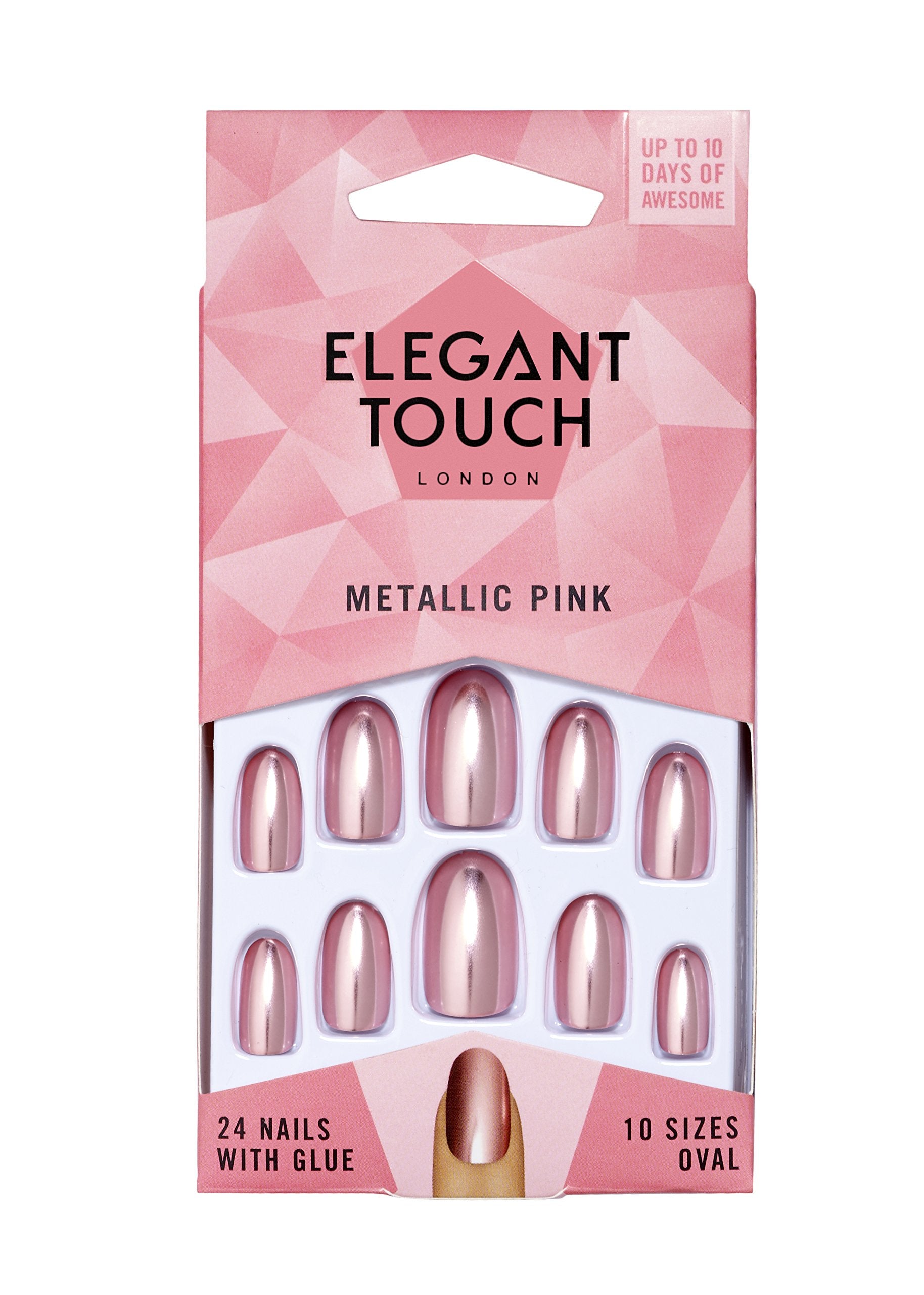 Elegant Touch Colour False Nails - Metallic Pink