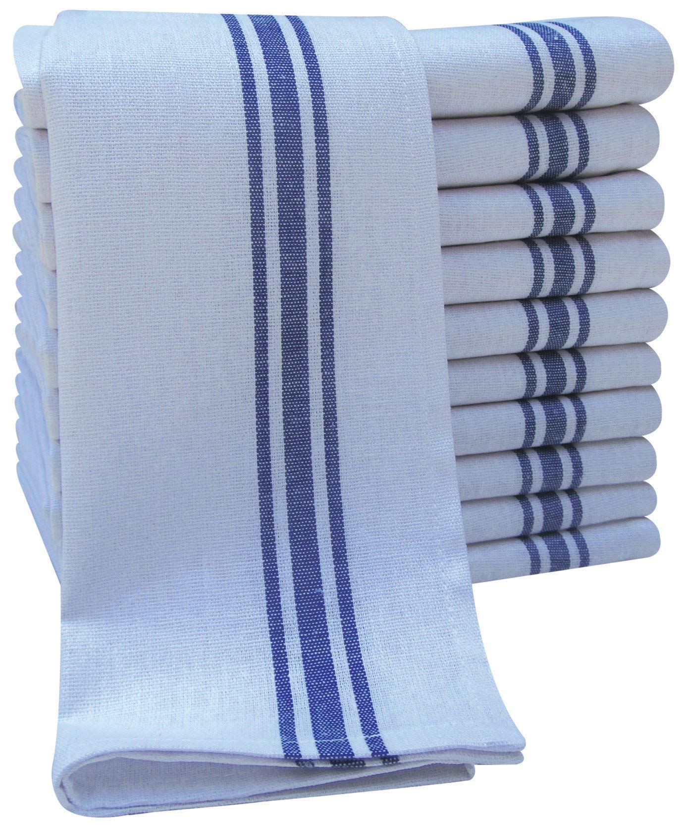 Pack of 10 Professional Catering Tea Towels – Heavy Duty Construction – Absorbent & Quick Dry – High Density Weave- Fade Resistant – Lint Free & No streaks - Bar, Restaurant Cloth (50 x 70 cm)