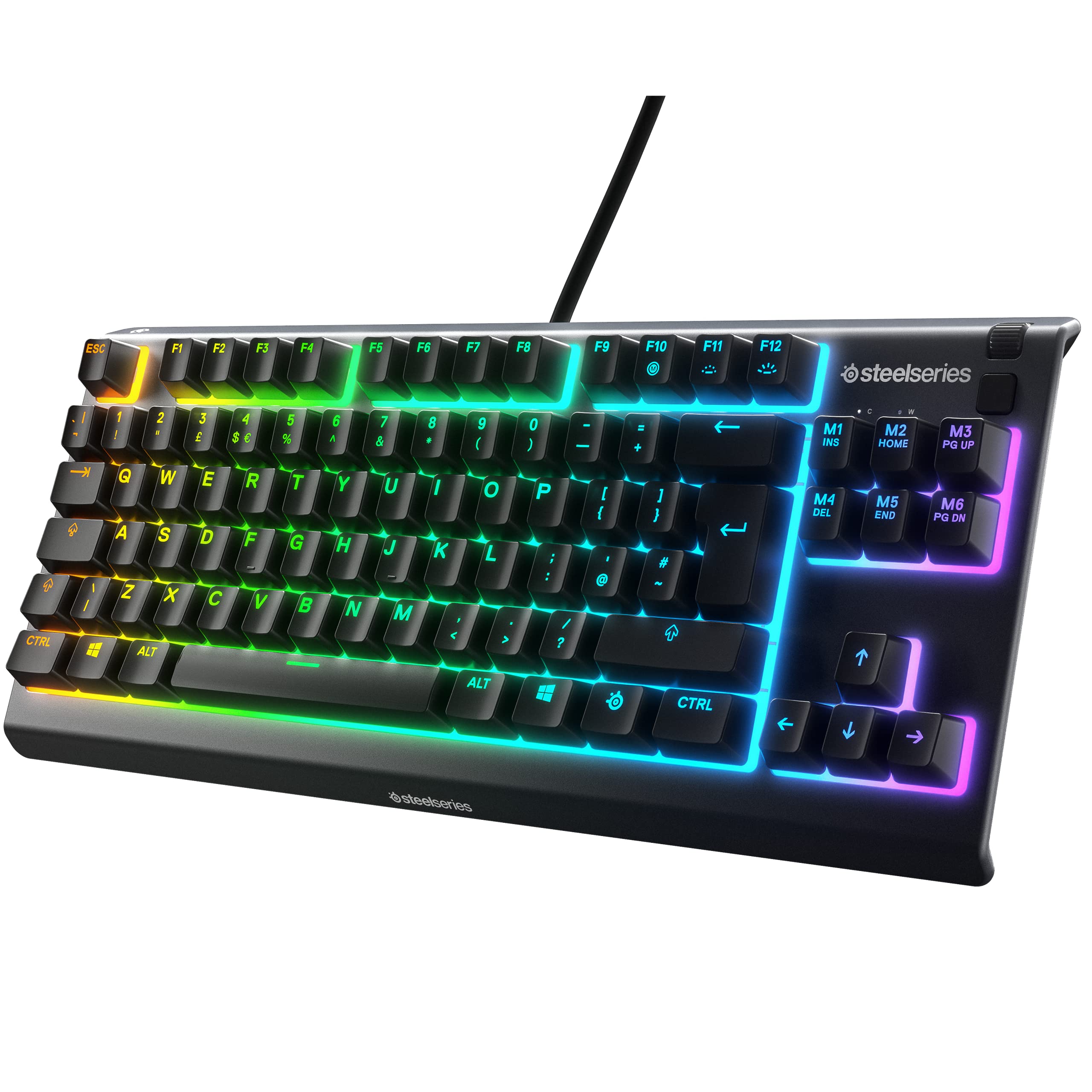 SteelSeries Apex 3 TKL - RGB Gaming Keyboard - Tenkeyless Compact Esports Form Factor - 8-Zone RGB Illumination - IP32 Water & Dust Resistant - English QWERTY Layout