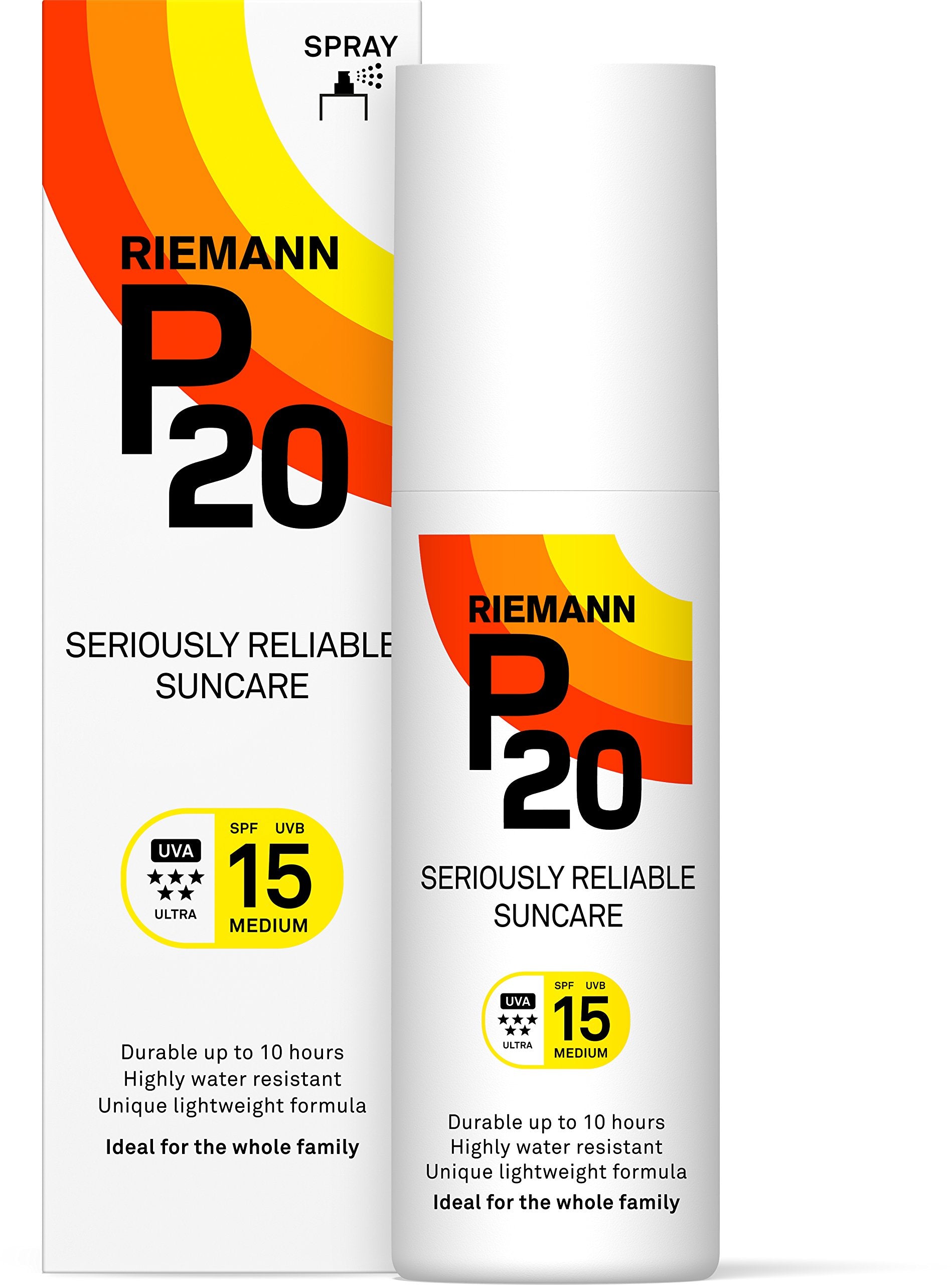 Riemann P20 Sunscreen SPF15 Spray 100ml | Long Lasting UVA & UVB Protection for up to 10 hours | Highly Water Resistant
