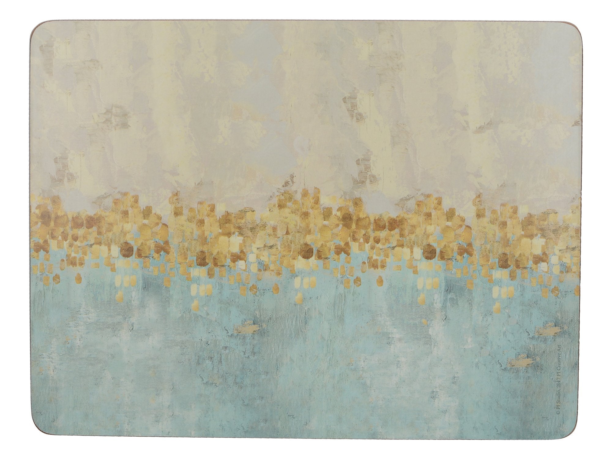 Creative Tops 'Golden Reflections' Printed Rectangular Cork-Backed Placemats, 30 x 22.75 cm - Gold (Set of 6)