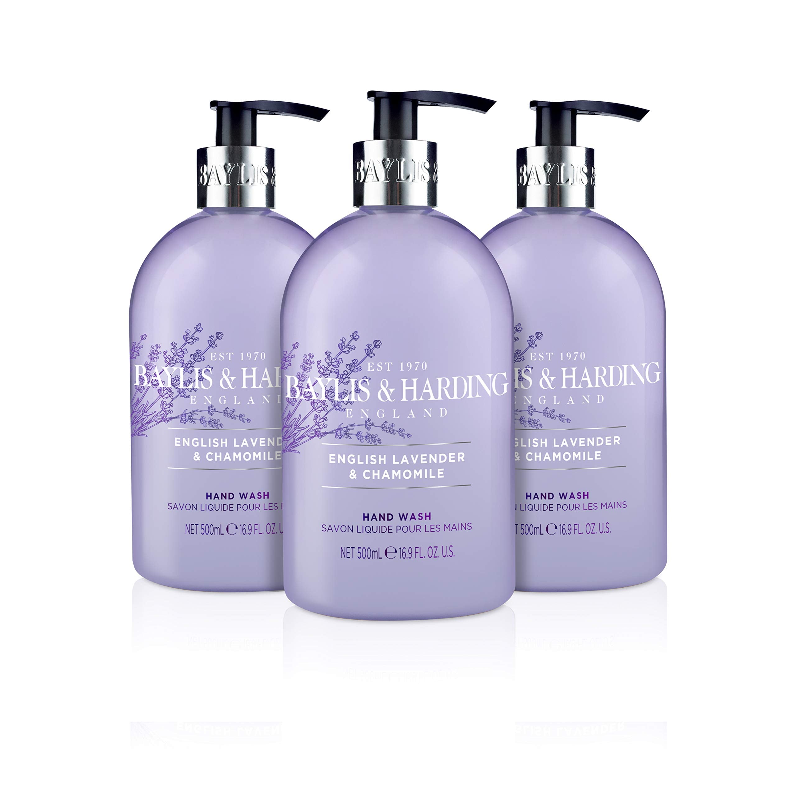 Baylis & Harding English Lavender and Chamomile Hand Wash, 500 ml, Pack of 3 (Packaging May Vary) - Vegan Friendly