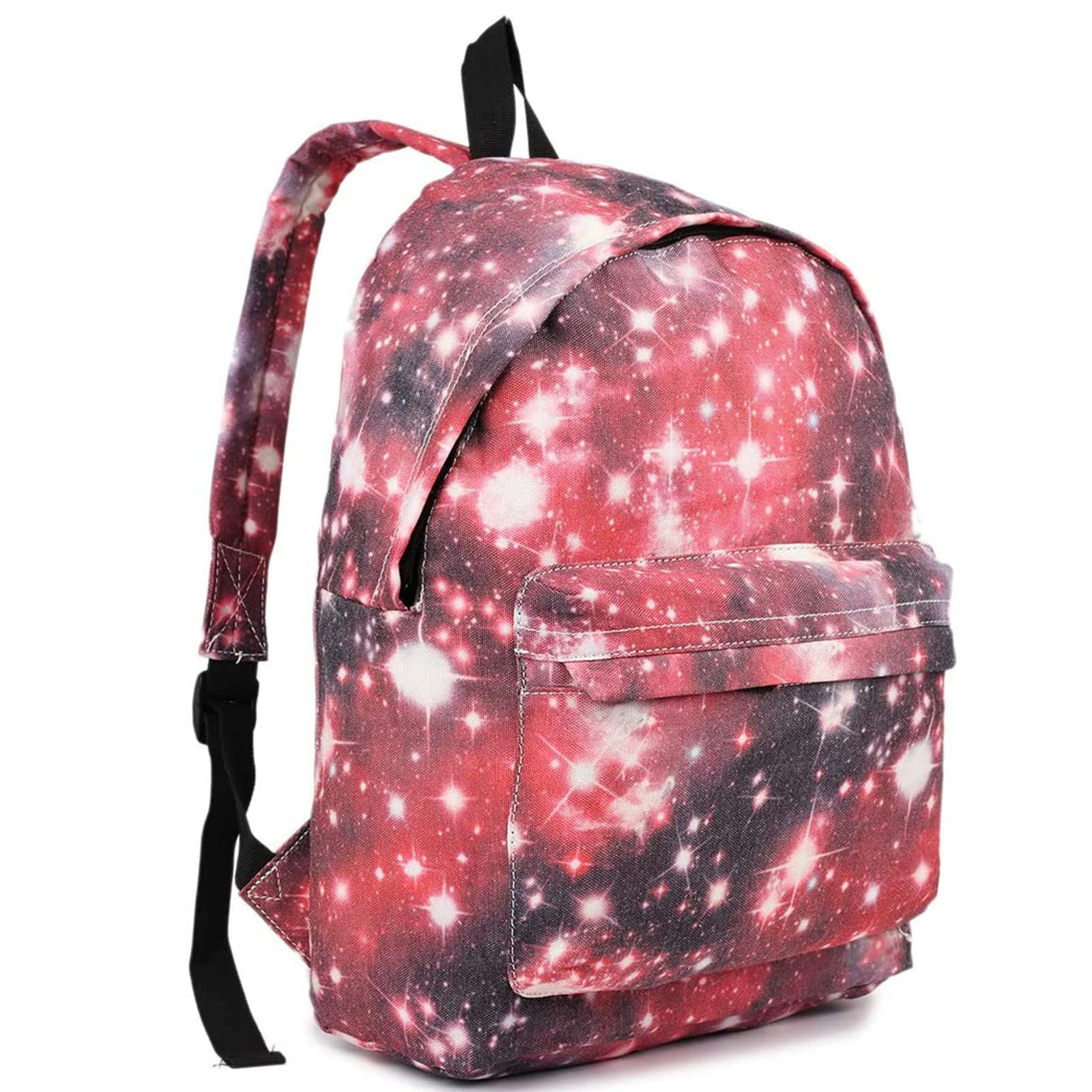 Kono School Bag Teenager Lightwight Canvas Daypack Universe Casual Backpack Fashion Printed Rucksack for Girls Boys (red)