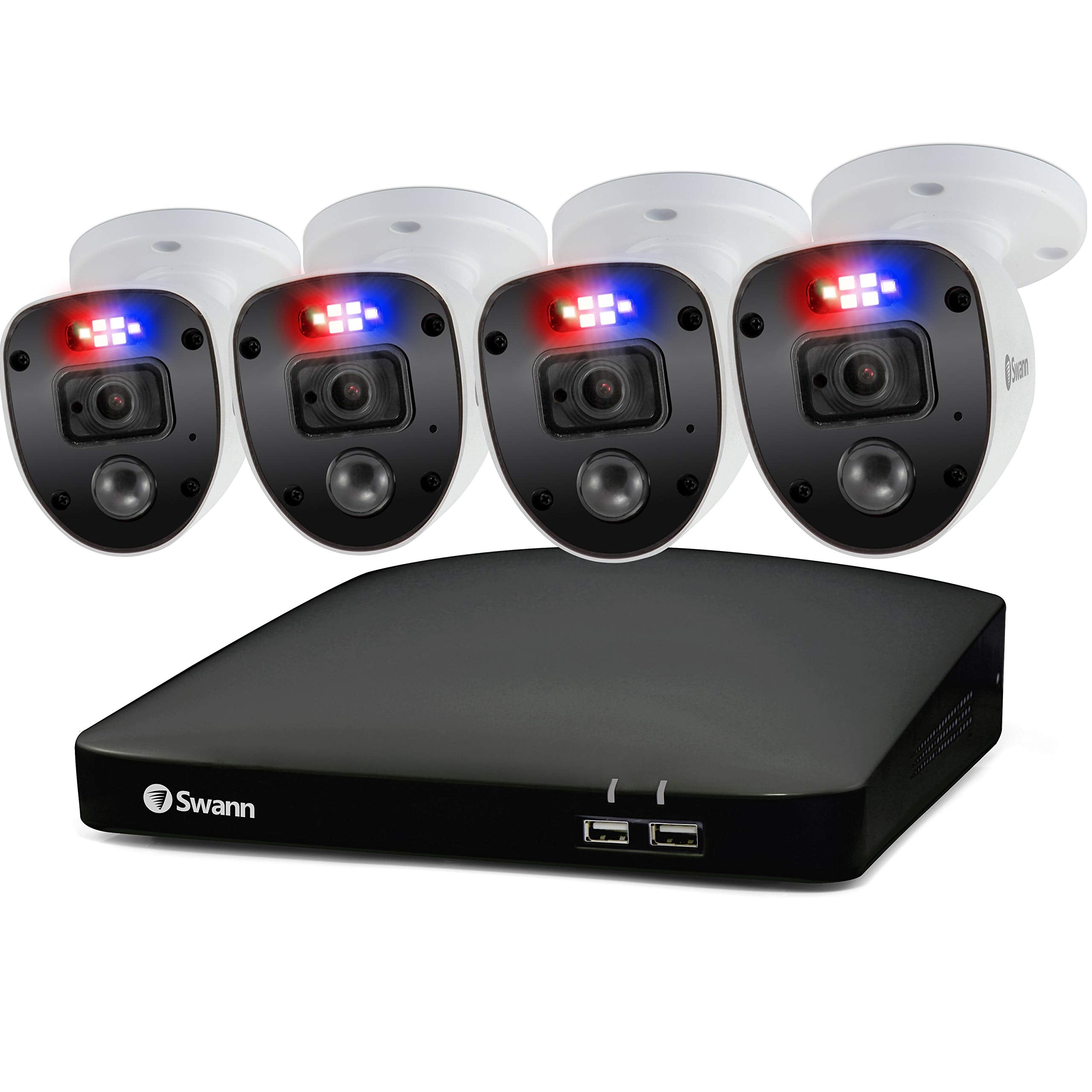 Swann Security CCTV Kit, 8 Channel 1080p Full HD 1TB HDD DVR-4680 with 4 x PRO-1080SL Enforcer Bullet Analogue CCTV Cameras - Works with Google Assistant and Alexa