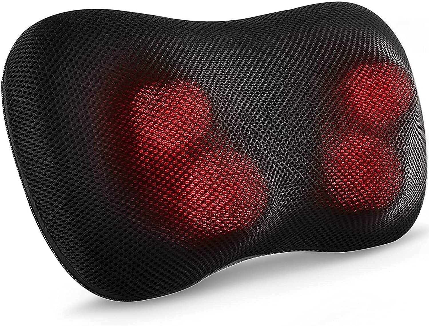 Neck Massage Pillow with Heat Deep Shiatsu, Back Electric Massager Pillow for Back Neck and Shoulders, Mini Massage Cushion with 3D Rotating Massager Head, Suitable for Home Massage