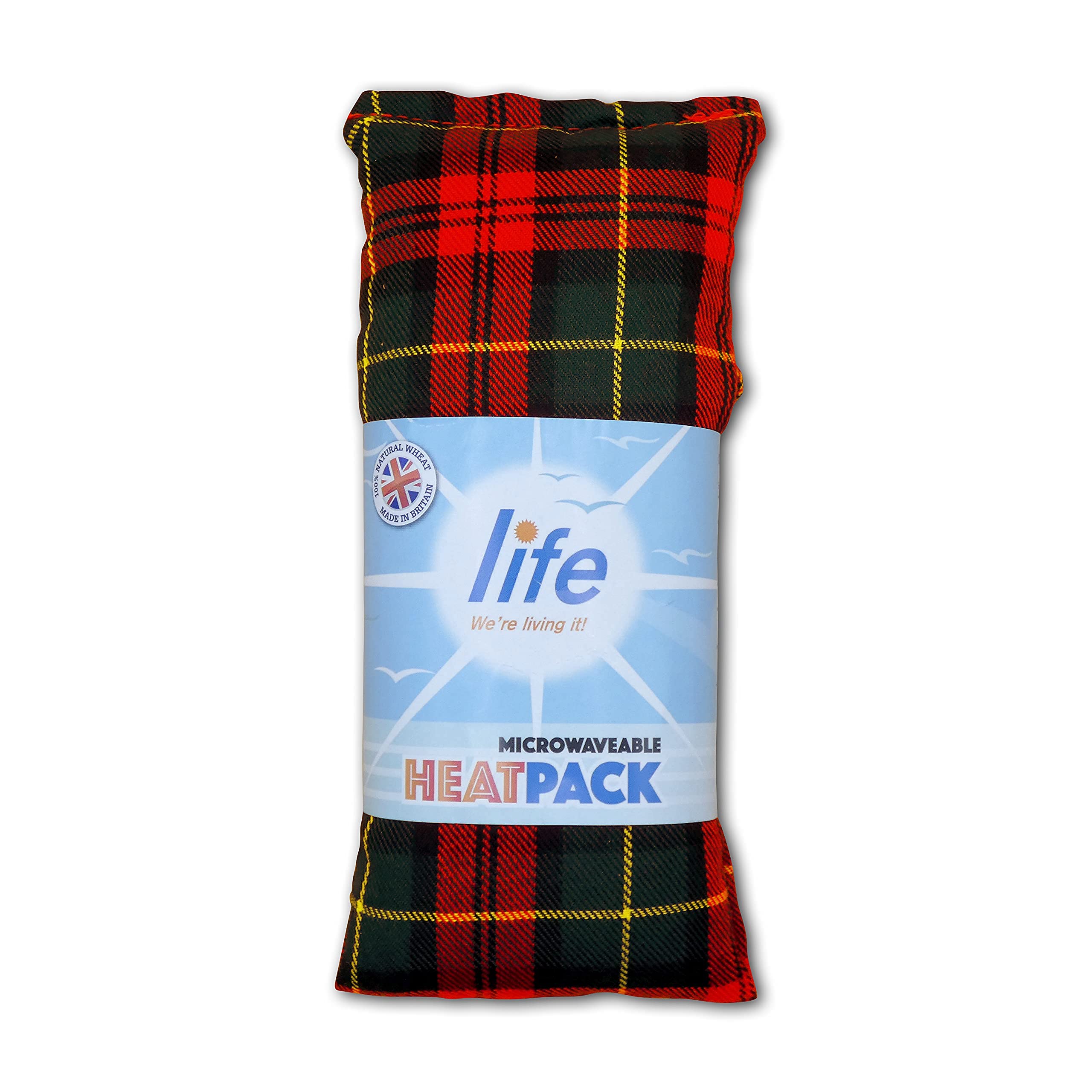 Microwave Wheat Bag Heat Pack – Lavender Scented Pain Relief for Neck Back & Shoulders - Red Tartan - by Life Healthcare