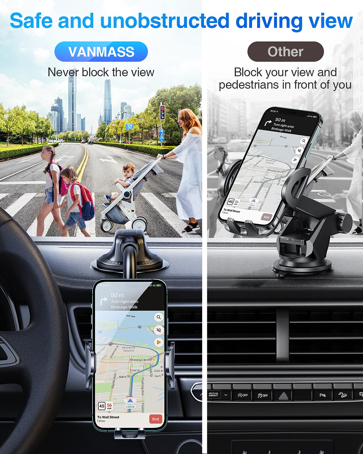 2022 VANMASS Car Phone Holder, [Ultra Flexible & Long Arm] Universal Phone Holder for Car Dashboard Windscreen, Anti-Shake Stabilizer Gooseneck Mobile Phone Mount Compatible with iPhone 13 12 Samsung
