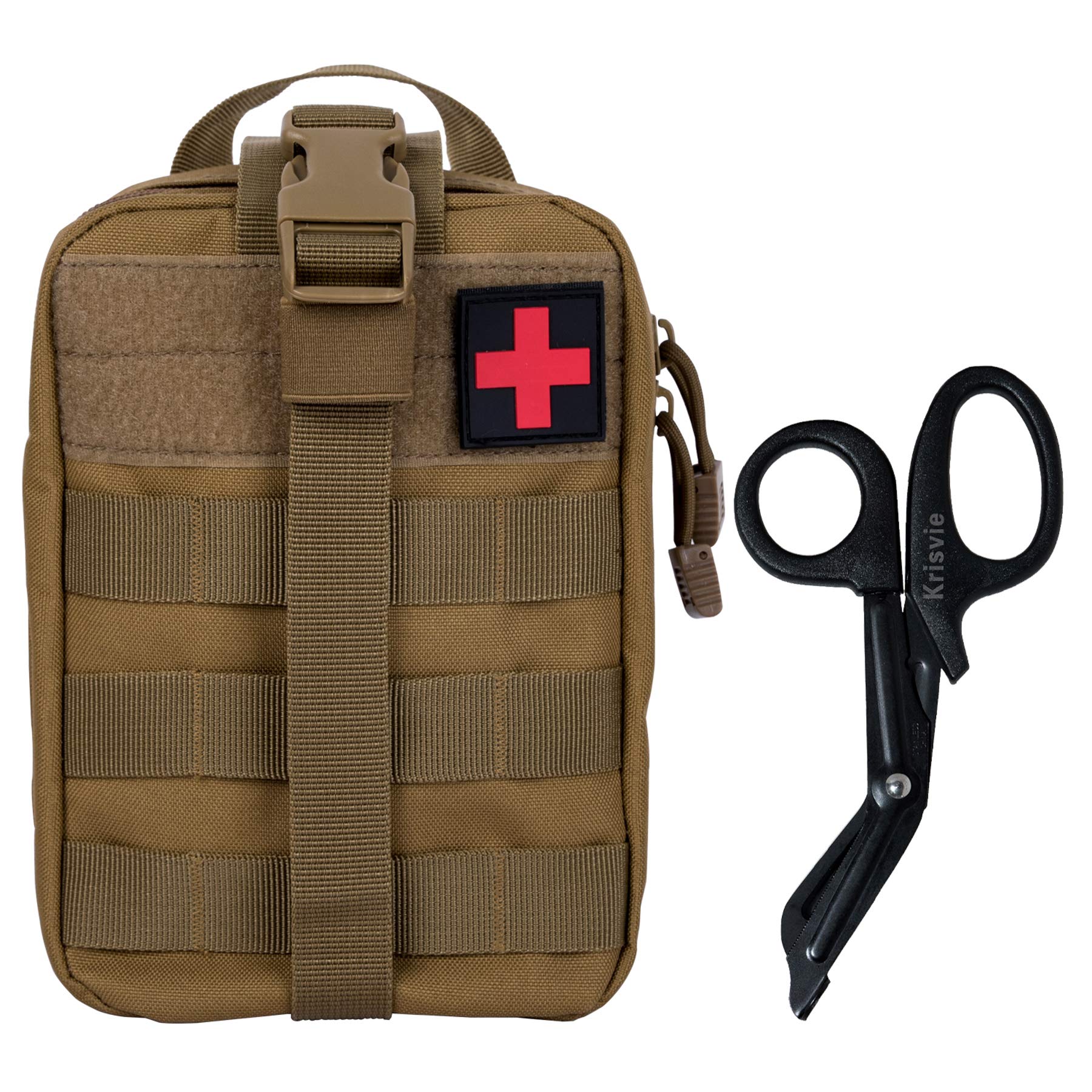 Krisvie First Aid Molle Pouch EMT Pouch Detachable Tactical Medical Bag for Outdoor Activities with Shear