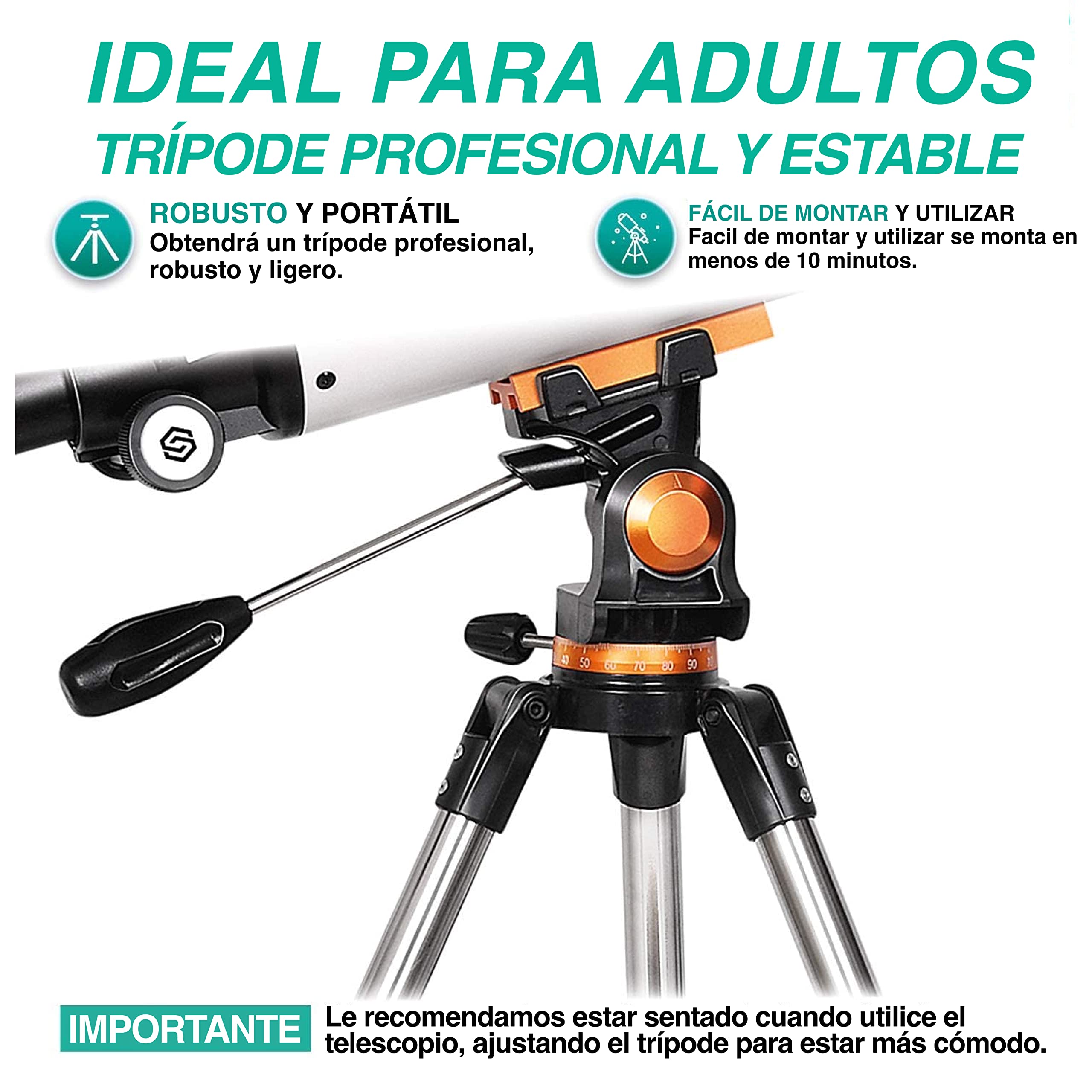 Telescope for Astronomy for Adult Beginners - Profesional, Portable and Powerful 20x-250x - Easy to Mount and Use - Astronomical Telescope for Moon, Planets and Stargazing - Includes a 2-Year Warranty