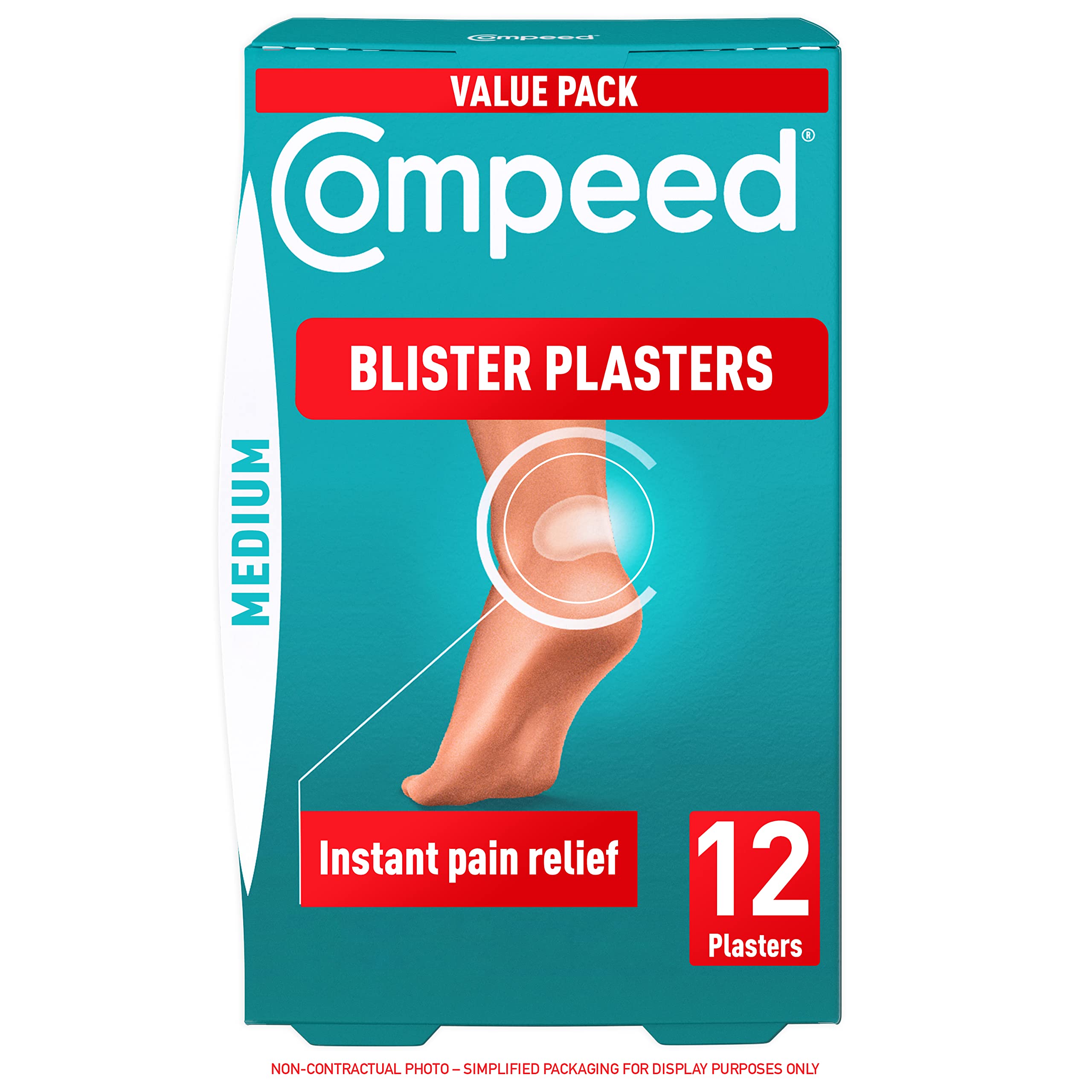 Compeed Medium Size Blister Plasters, 12 Hydrocolloid Plasters, Foot Treatment, Heal Fast, 100% Plastic Free Carton Pack