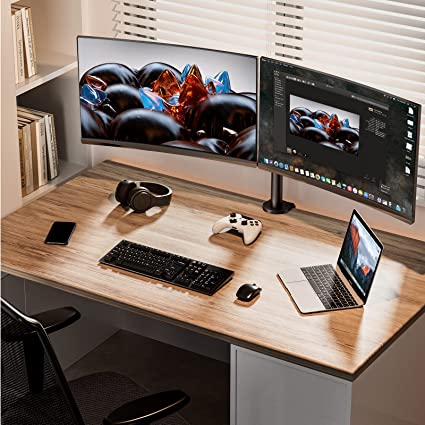 ErGear Dual Monitor Stand for 13 to 32 Inch Screens, Dual Monitor Arm Ergonomic Viewing Angle, Dual Monitor Mount - Adjustable Tilt ±85°/ Swivel 180°/ Rotate 360°/ VESA 75/100mm